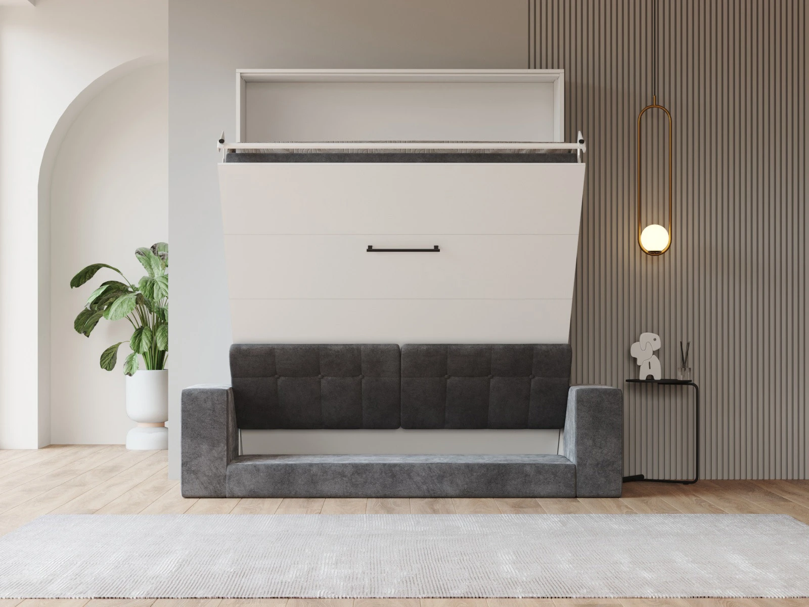 Murphy Bed with Sofa Anthracite (M1 40cm depth) 160x200 Vertical White picture 4