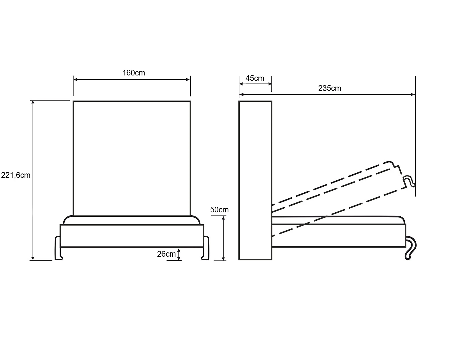 Murphy Bed 140x200 Vertical (Standard 45 cm depth) White / Wild Oak picture 11