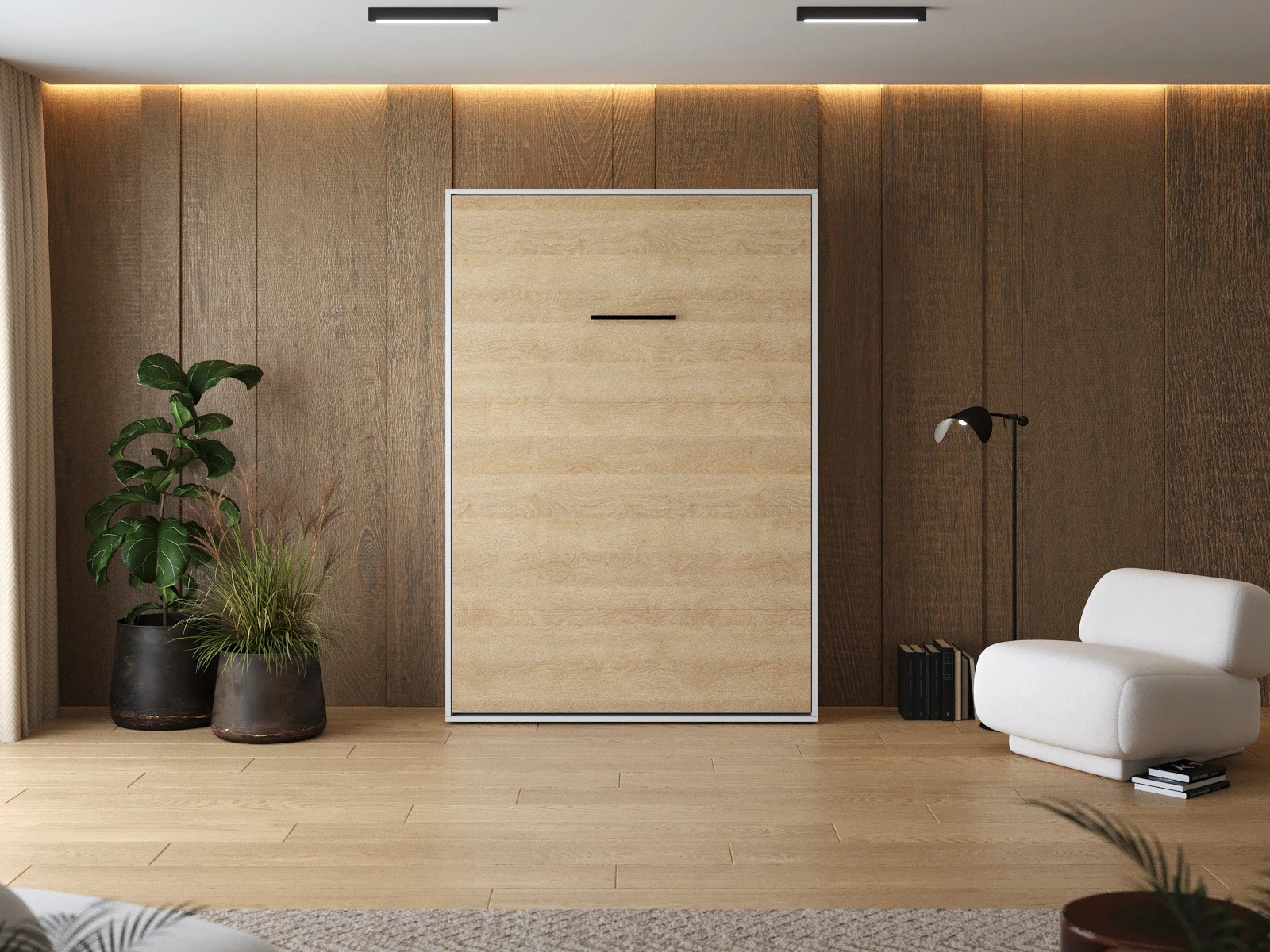 Murphy Bed 140x200 Vertical (M1 40cm depth) White /Kaiserberg Oak picture 3