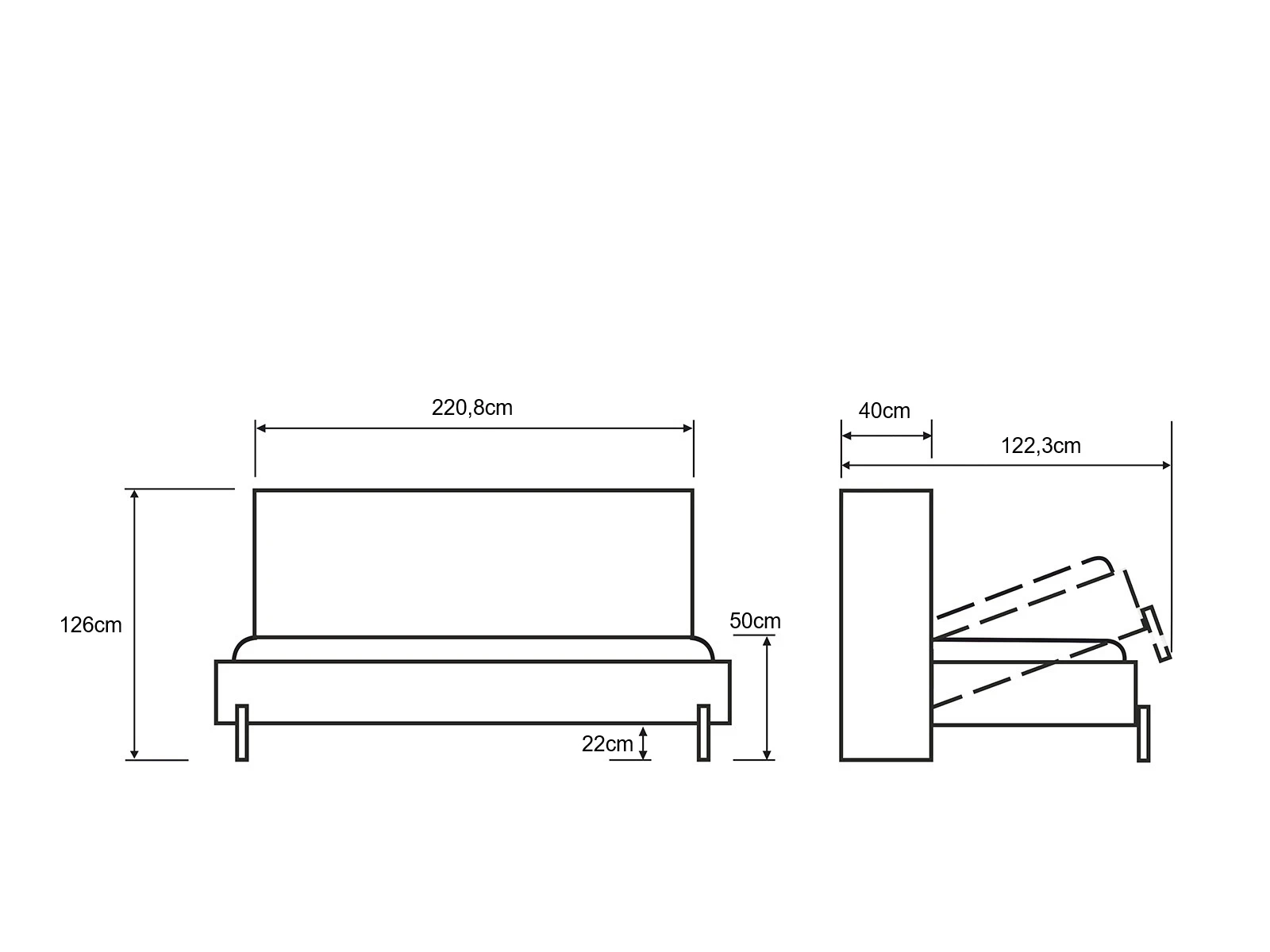 Murphy Bed 100x200 Horizontal (Classic 40 cm depth) White / Wild Oak picture 10