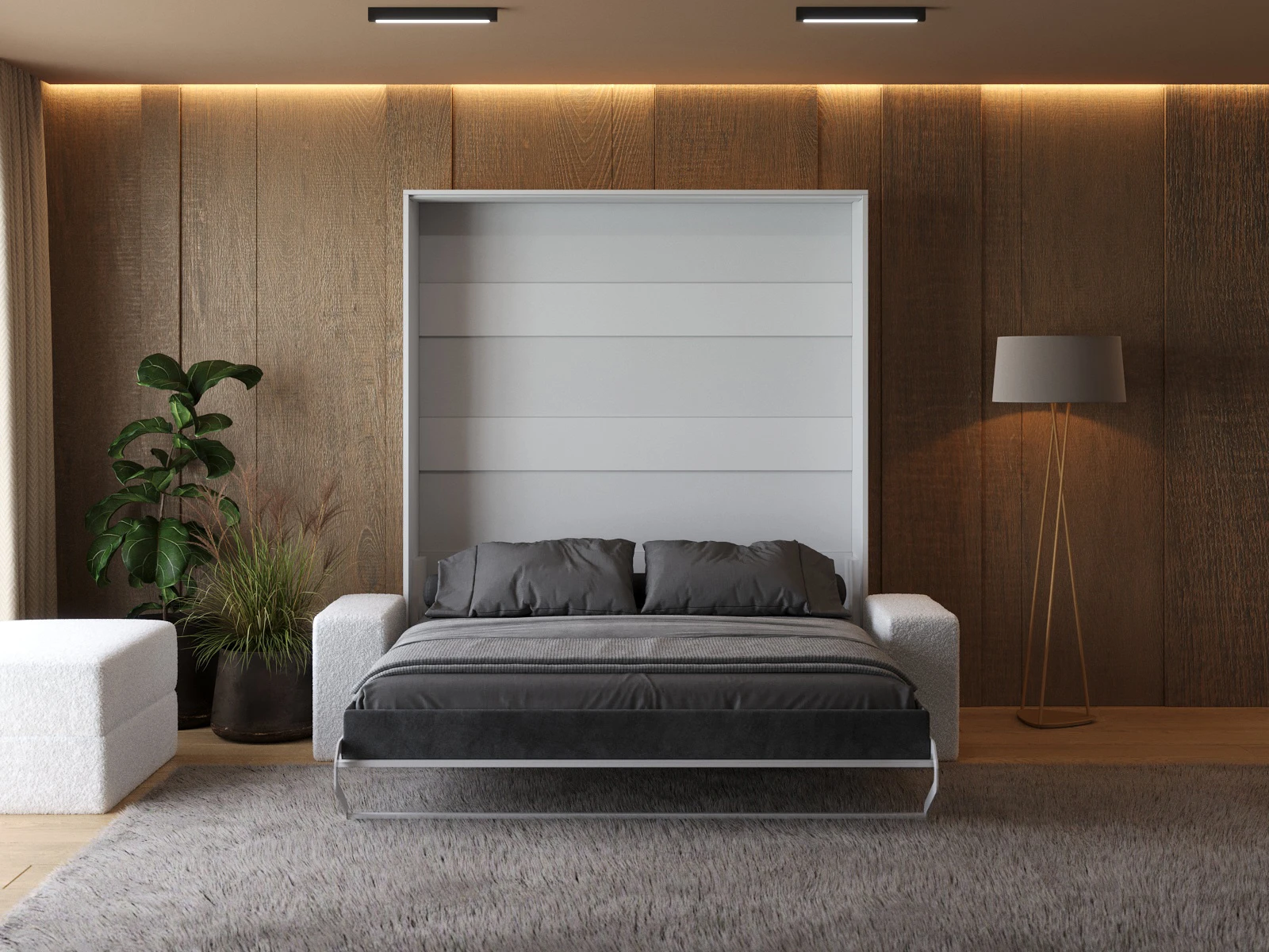 Murphy Bed with Sofa White (M1) 180x200 Vertical White  picture 5