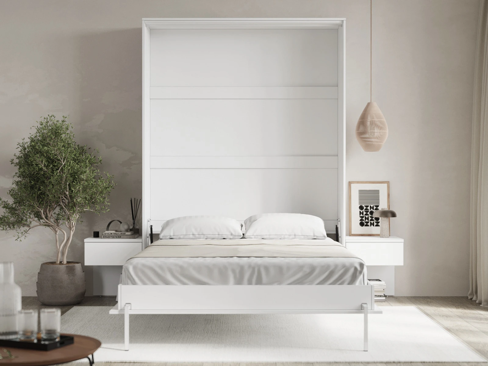 Murphy Bed Classic 140x200V with 2 Bedside tables White picture 2