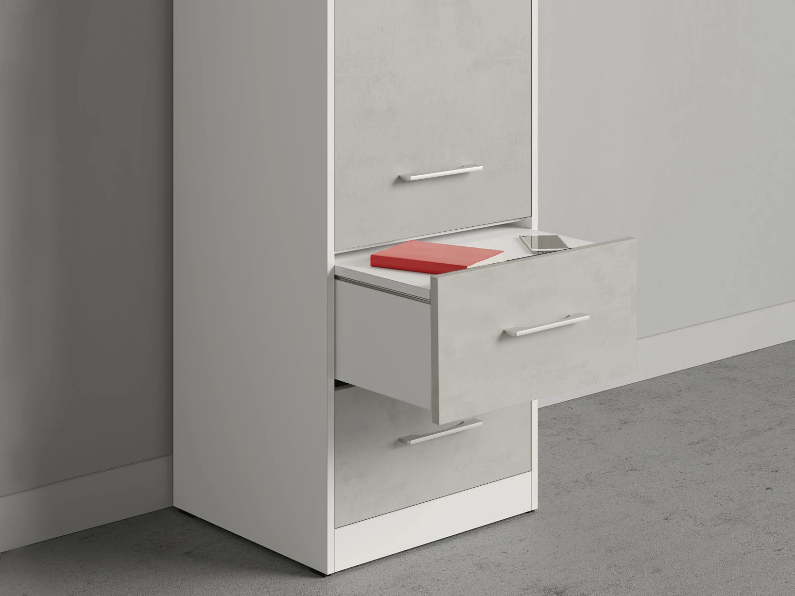 Cabinet 50 cm (Standard 45 cm depth) White / Concrete picture 4
