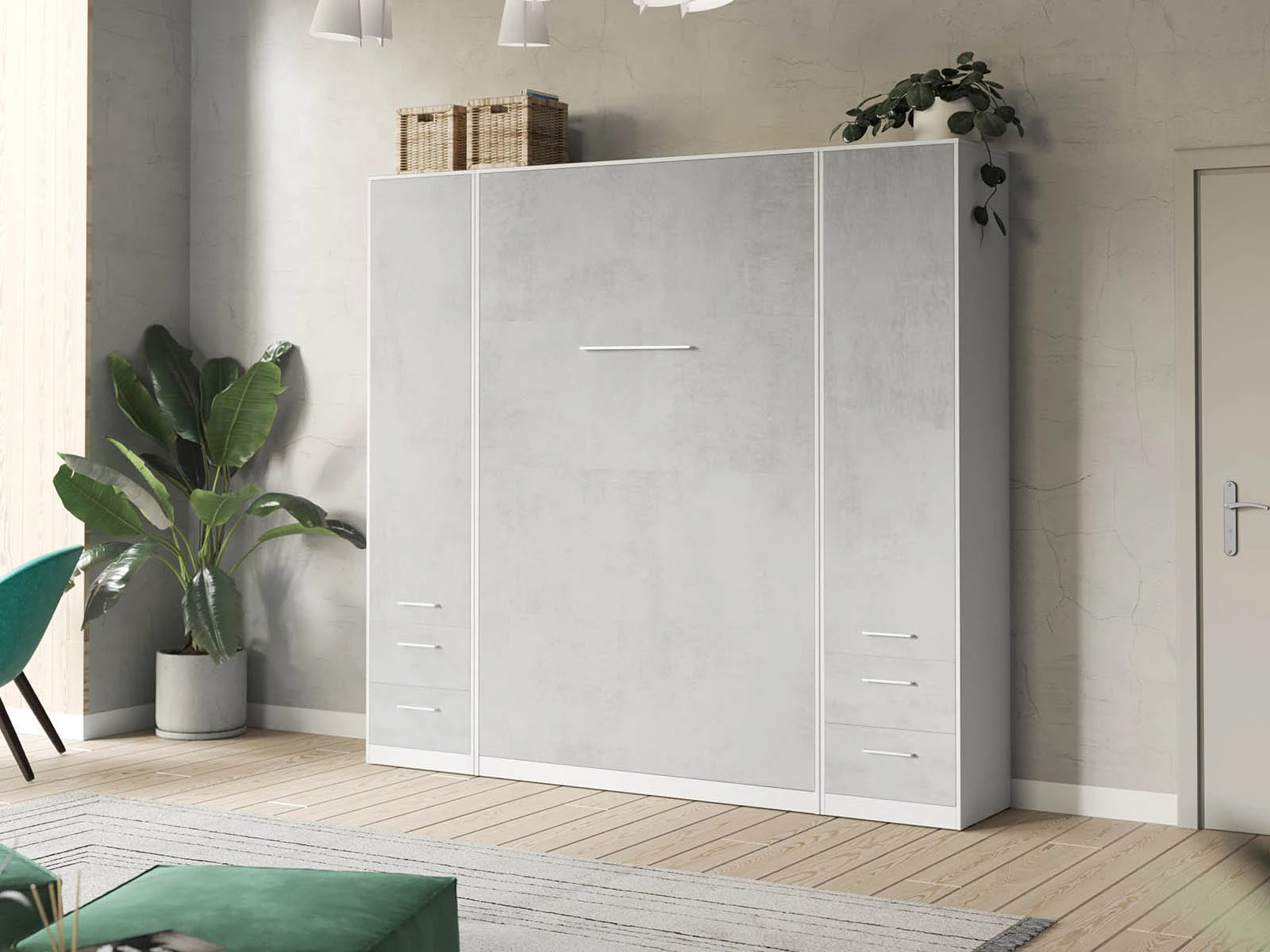 Cabinet 50 cm (Standard 45 cm depth) White / Concrete picture 9