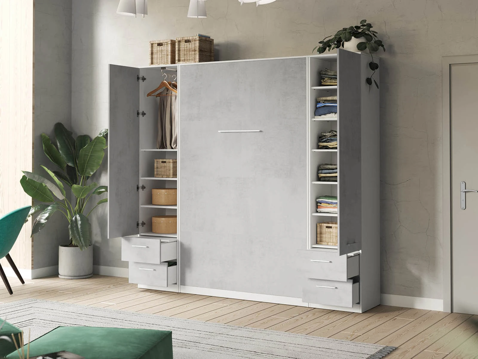 Cabinet 50 cm (Standard 45 cm depth) White / Concrete picture 10