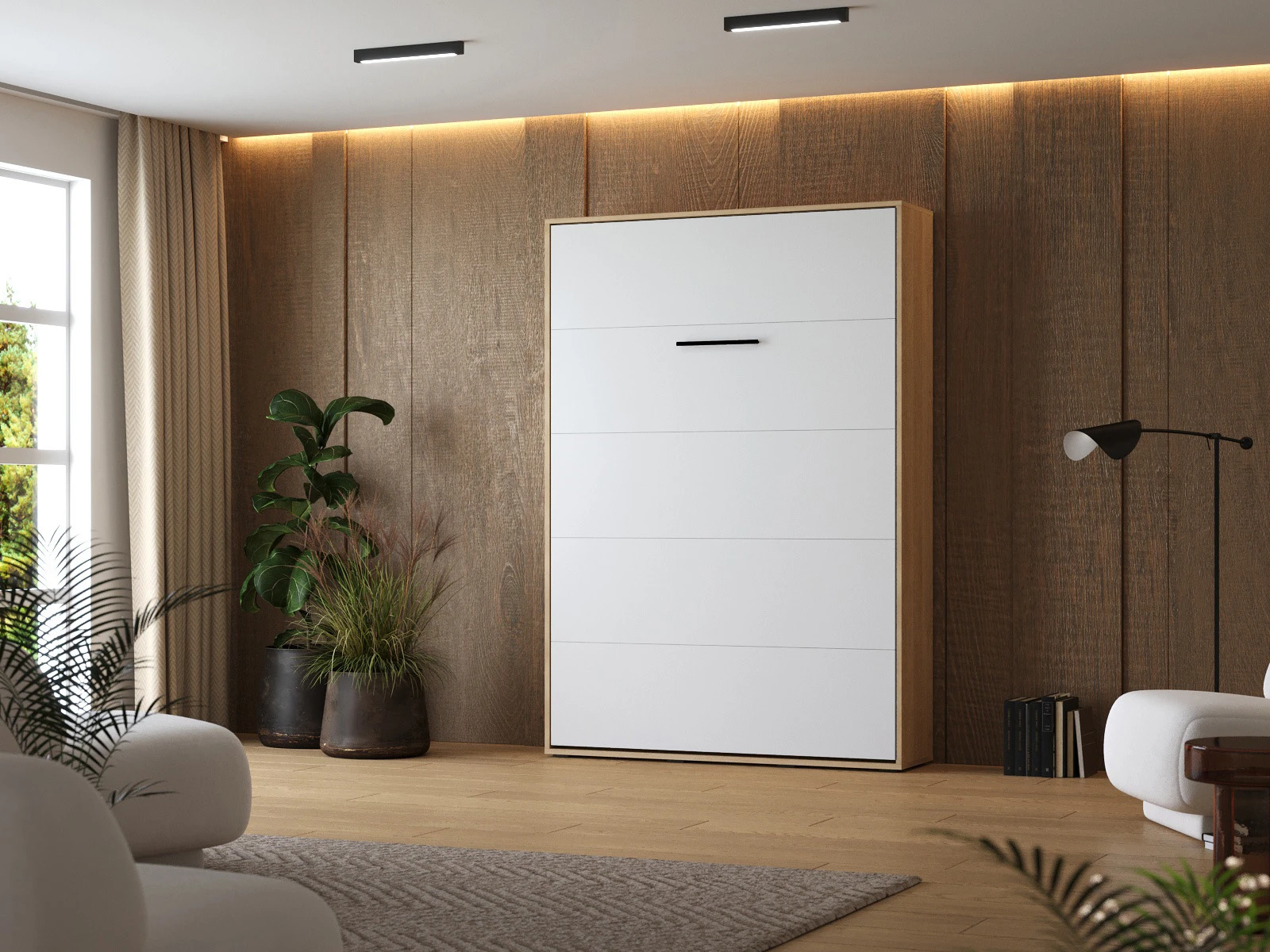 1 Murphy Bed 140x200 Vertical (M1 40cm depth) Kaiserberg Oak/White 