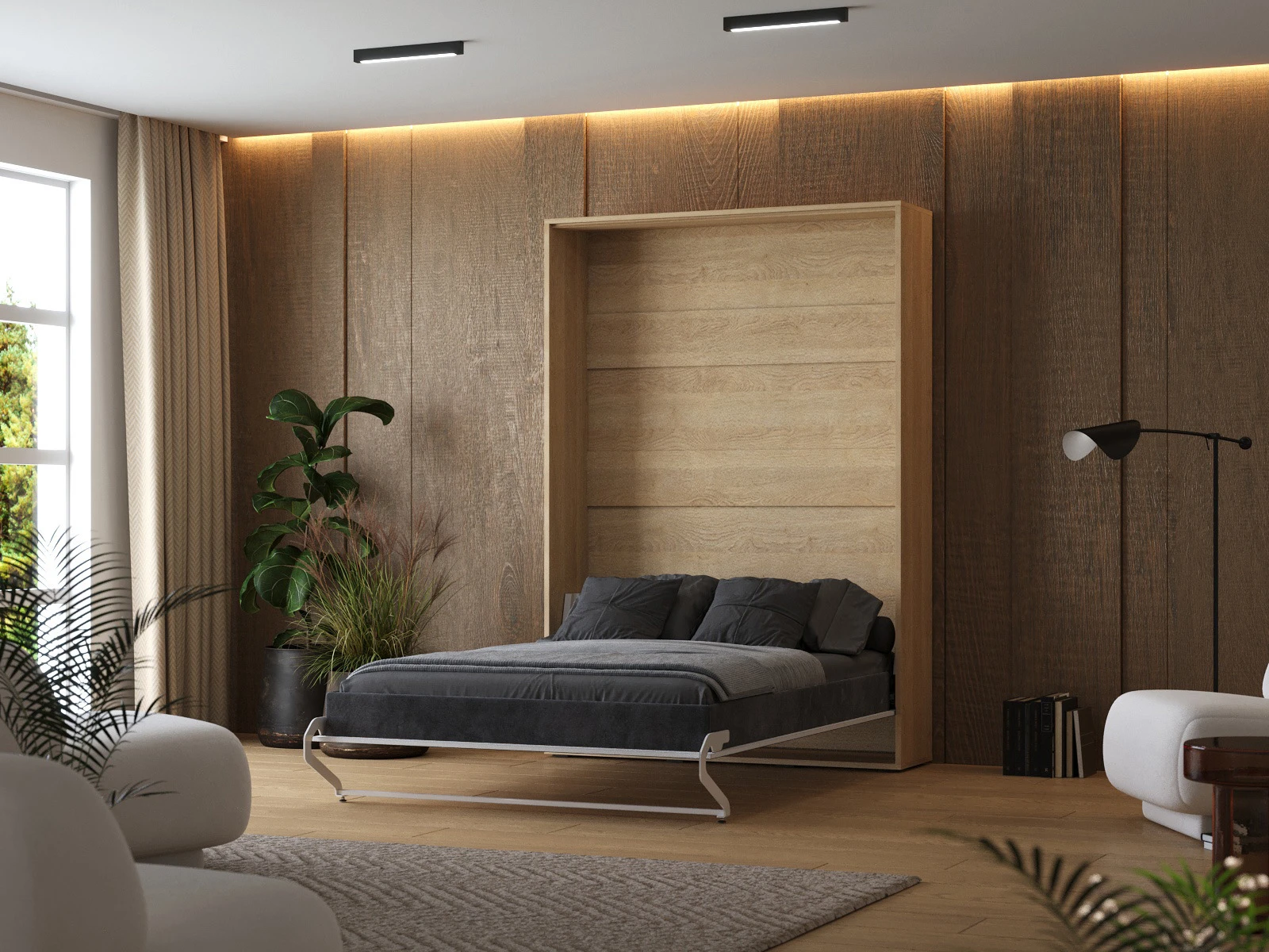 2 Murphy Bed 140x200 Vertical (M1 40cm depth) Kaiserberg Oak/White 