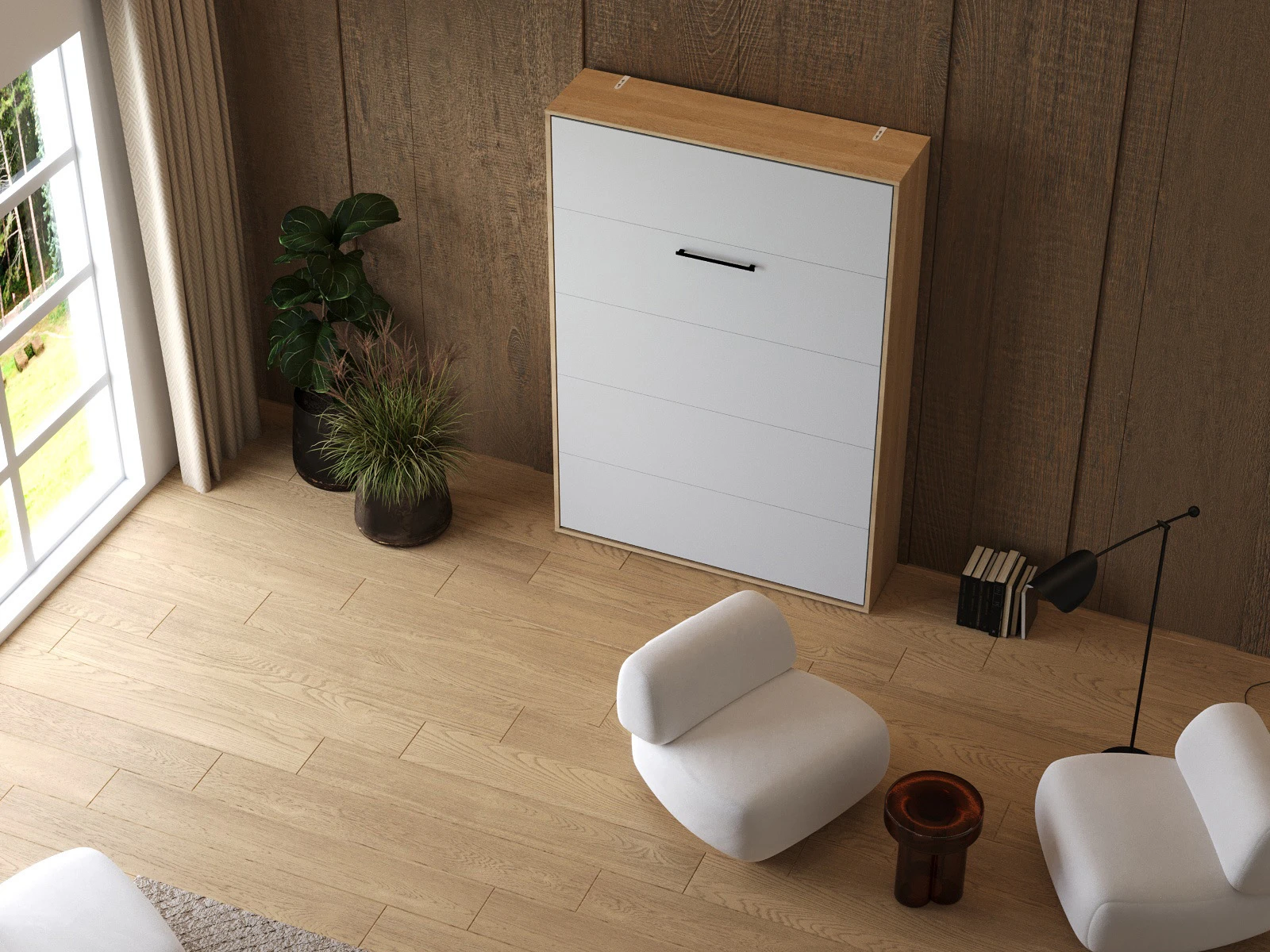 Murphy Bed 140x200 Vertical (M1 40cm depth) Kaiserberg Oak/White  picture 6