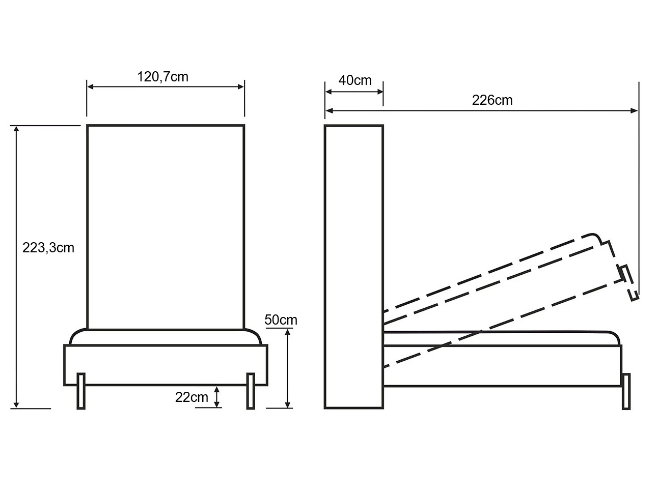 Murphy Bed 100x200 Vertical (Classic 40 cm depth) White picture 10