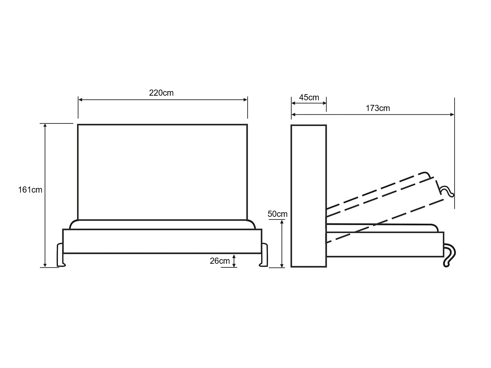 Murphy Bed 140x200 Horizontal (Standard 45 cm depth) Wild Oak / White picture 11