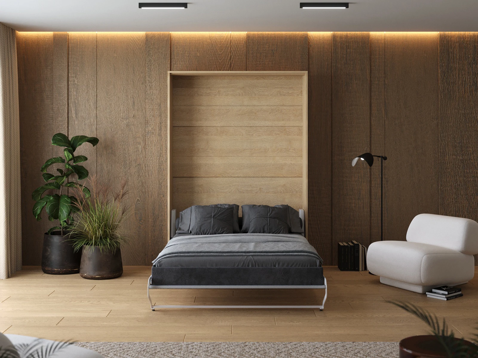 Murphy Bed 140x200 Vertical (M1 40cm depth) Kaiserberg Oak/ Pearl Grey picture 5