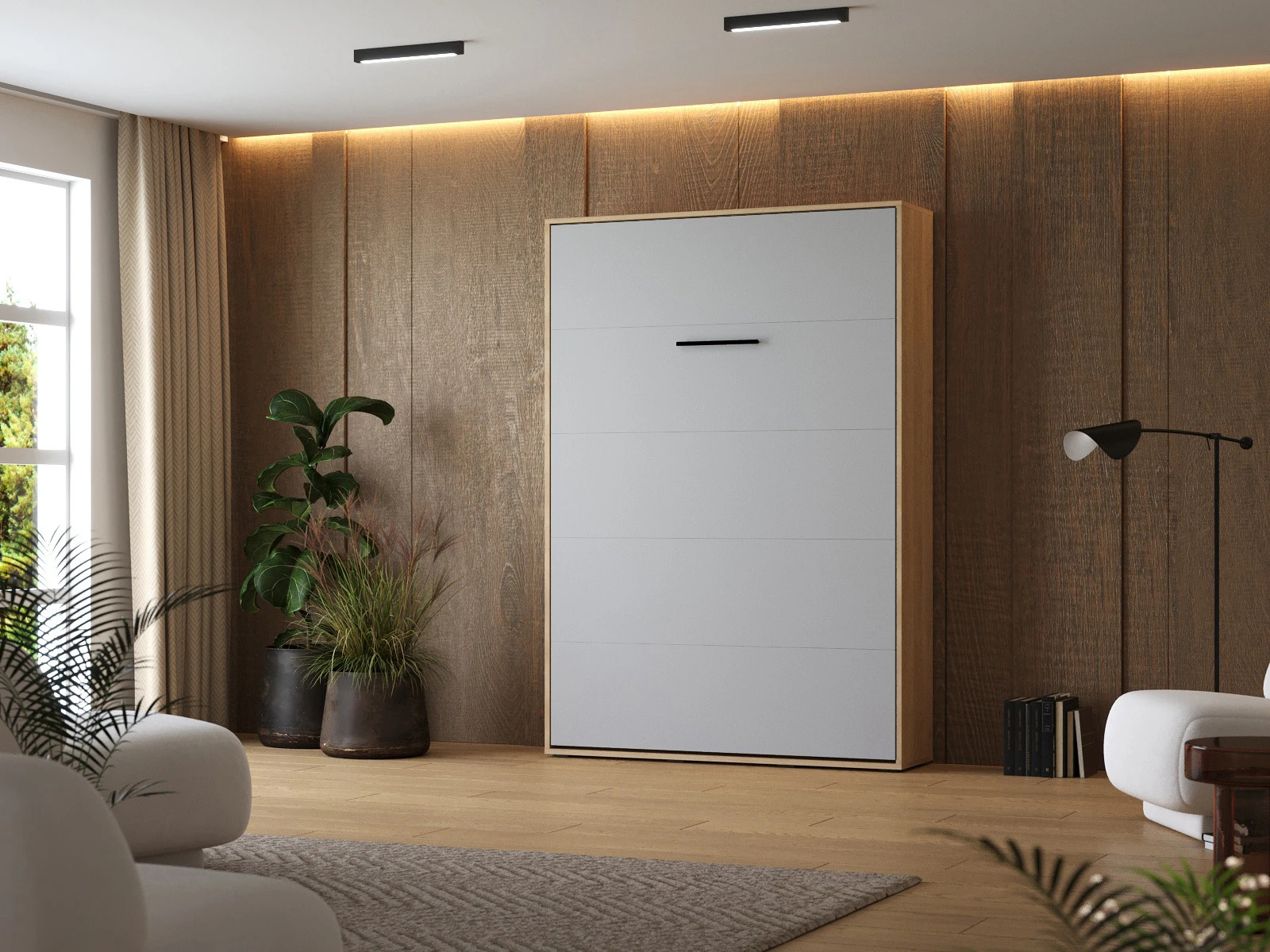 1 Murphy Bed 140x200 Vertical (M1 40cm depth) Kaiserberg Oak/ Pearl Grey