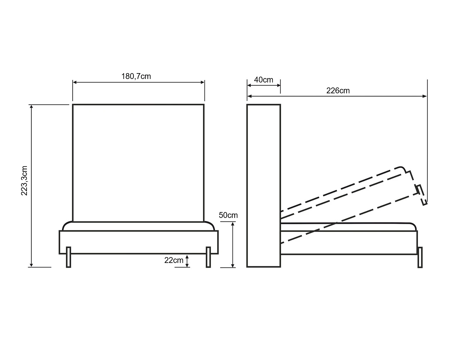 Murphy Bed 160x200 Vertical (Classic 40 cm depth) White / Wild Oak picture 10