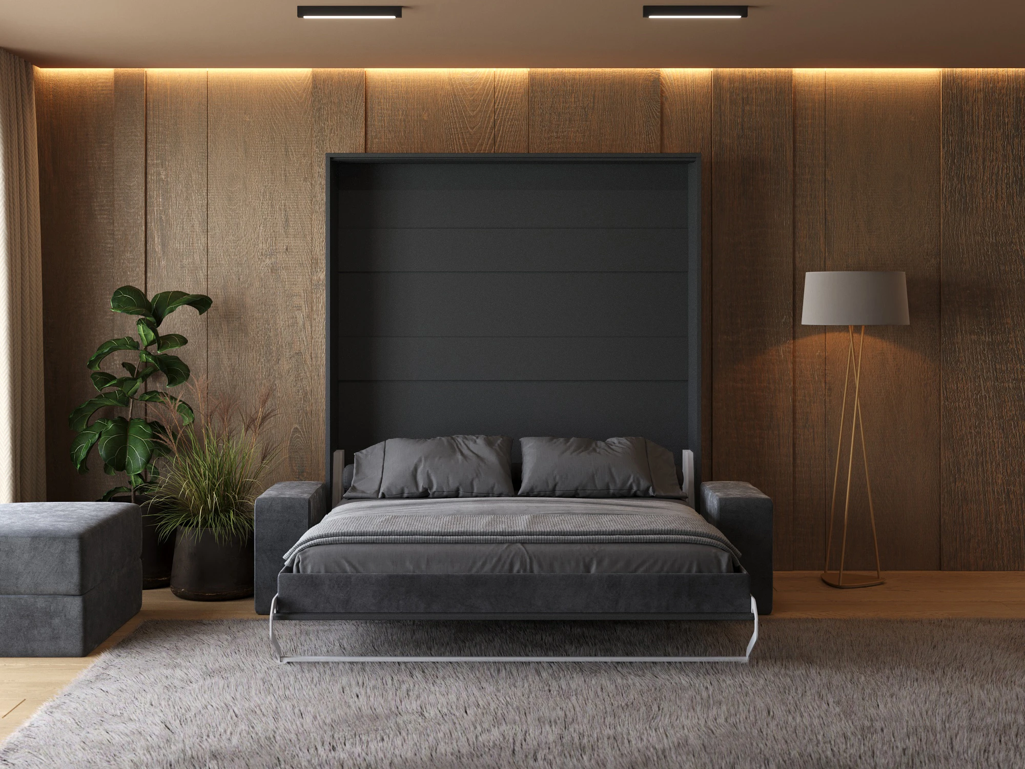 Murphy Bed with Sofa Anthracite (M1) 180x200 Vertical Anthracite  picture 5