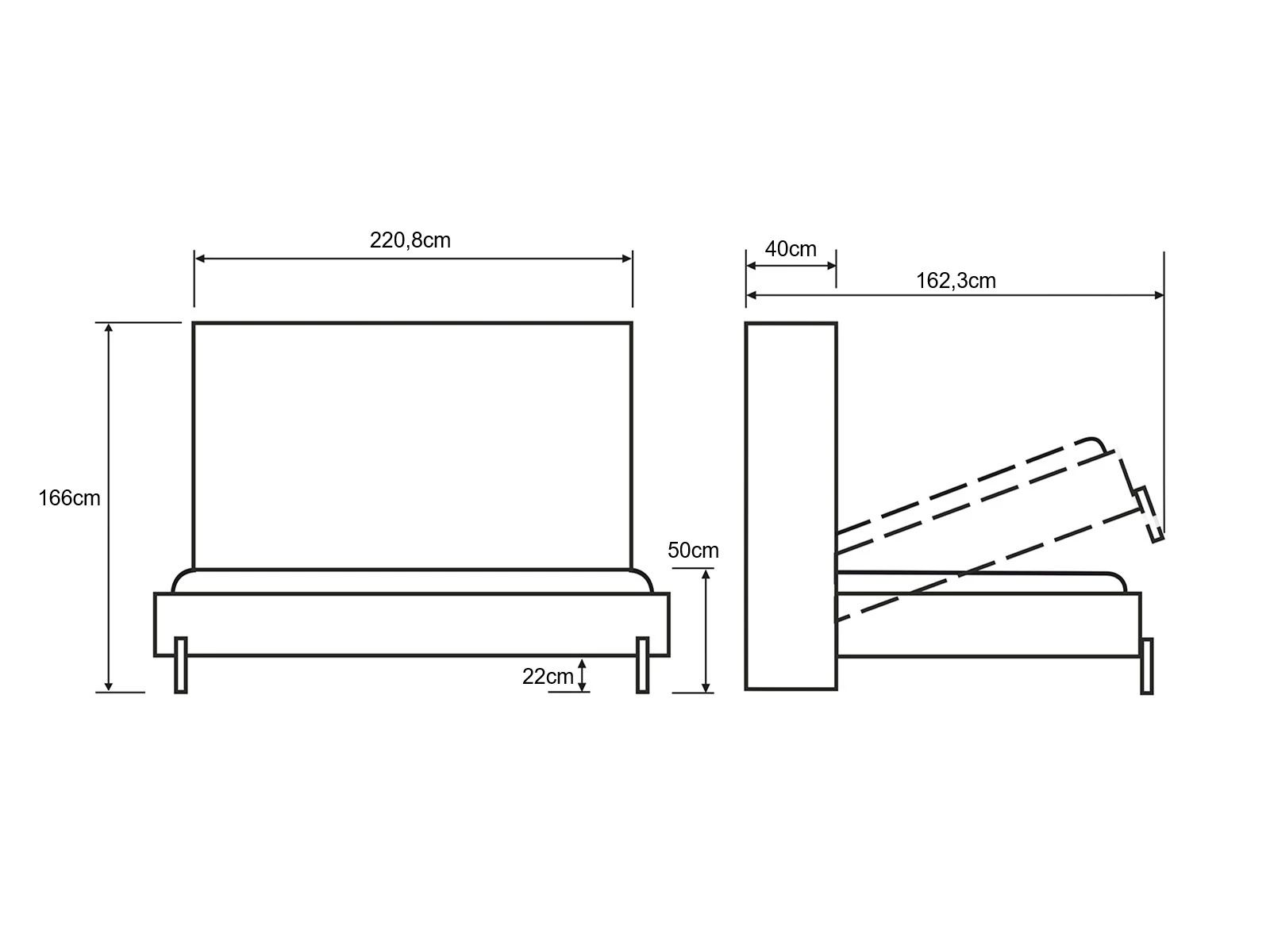 Murphy Bed 140x200 Horizontal (Classic 40 cm depth) White picture 10