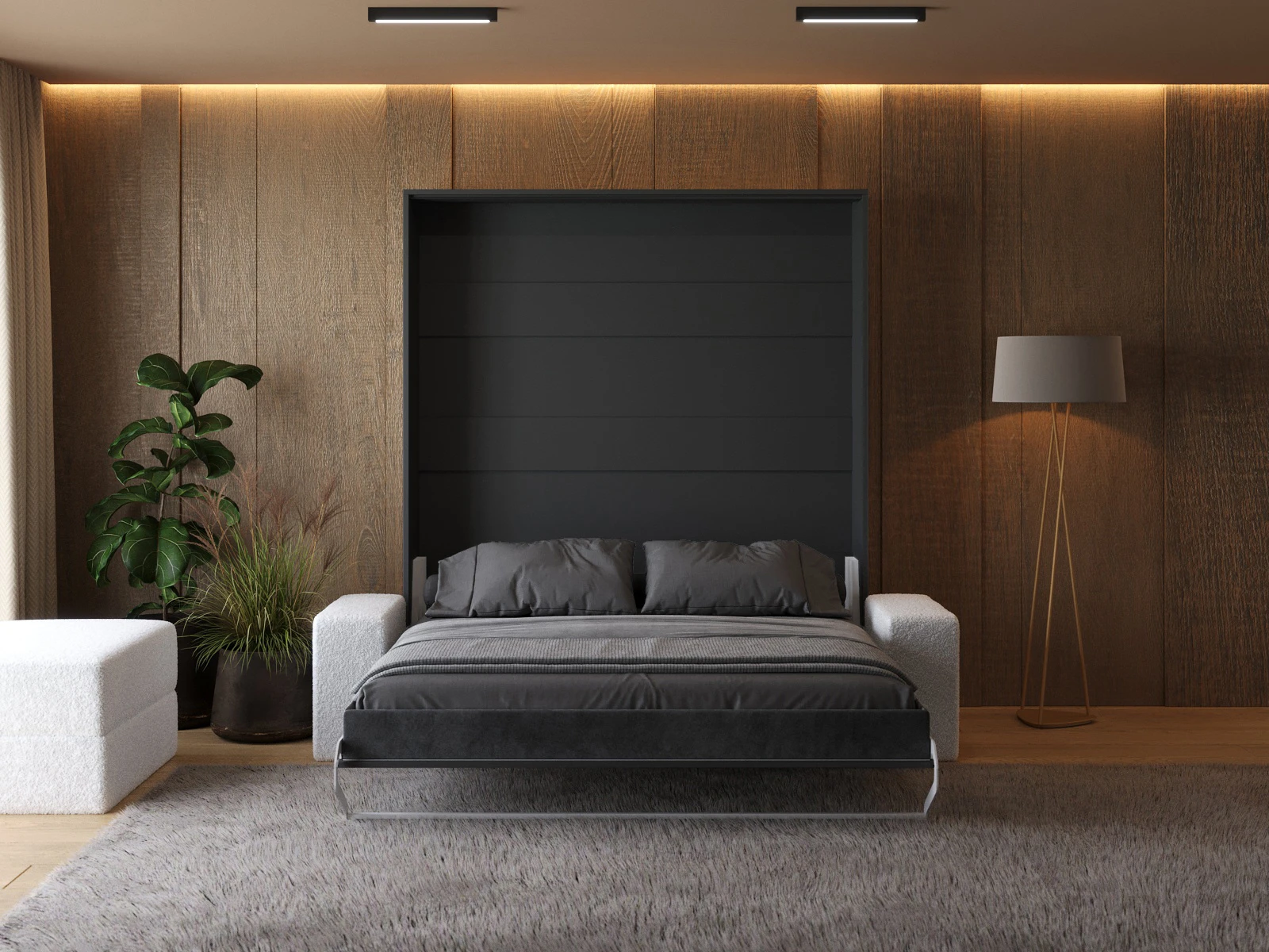 Murphy Bed with Sofa White (M1) 180x200 Vertical Anthracite  picture 5