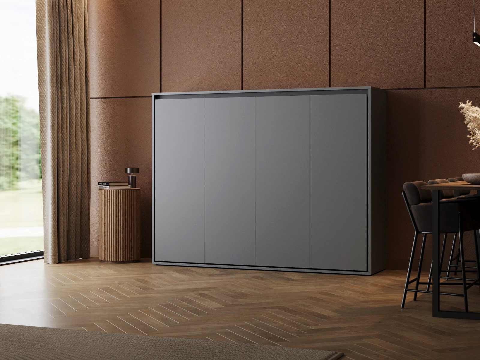 1 Murphy Bed 160x200 Horizontal (M2 55cm depth) Anthracite