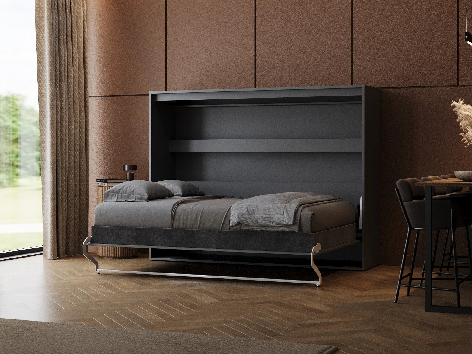 2 Murphy Bed 160x200 Horizontal (M2 55cm depth) Anthracite