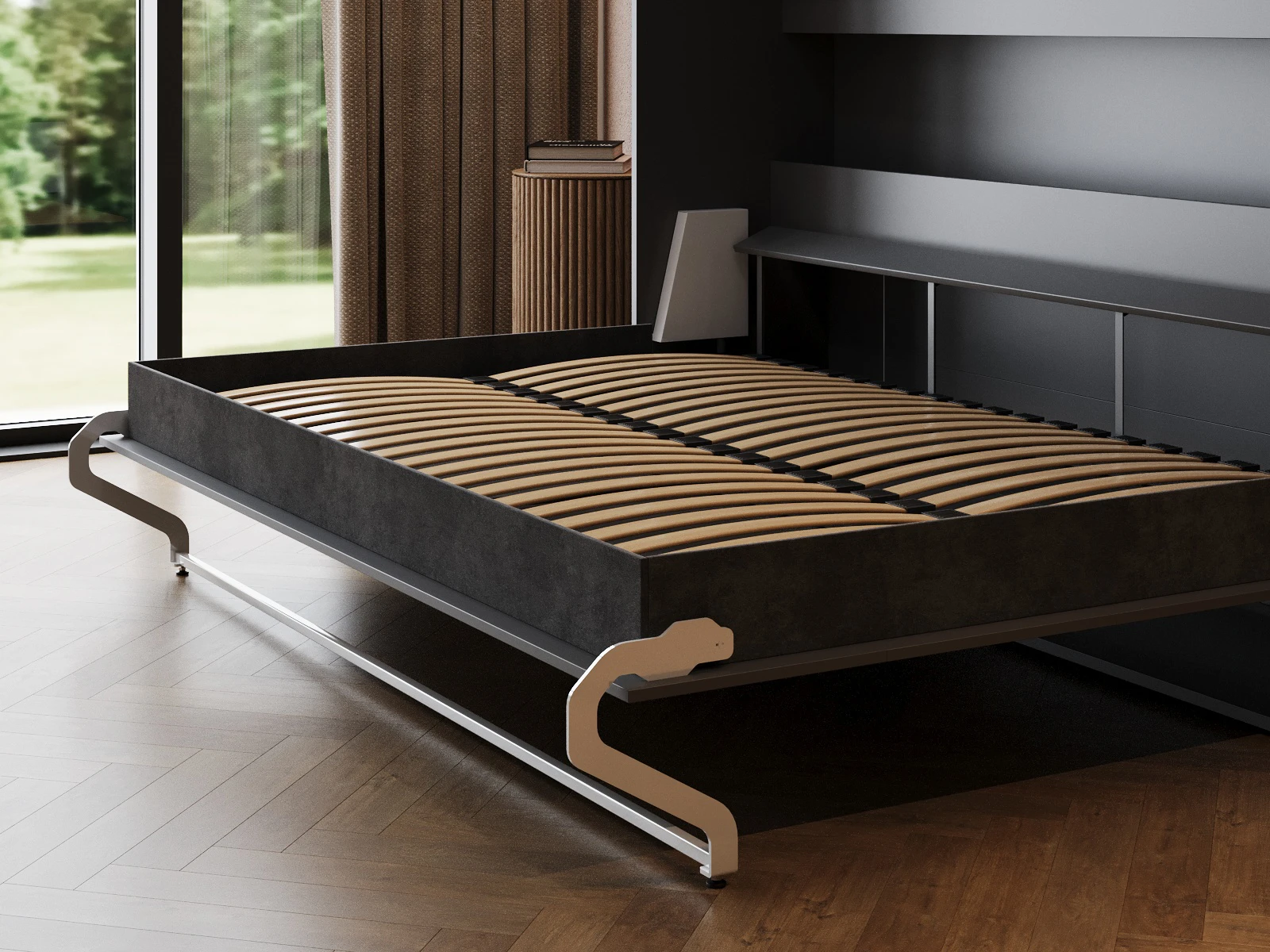 Murphy Bed 160x200 Horizontal (M2 55cm depth) Anthracite picture 14