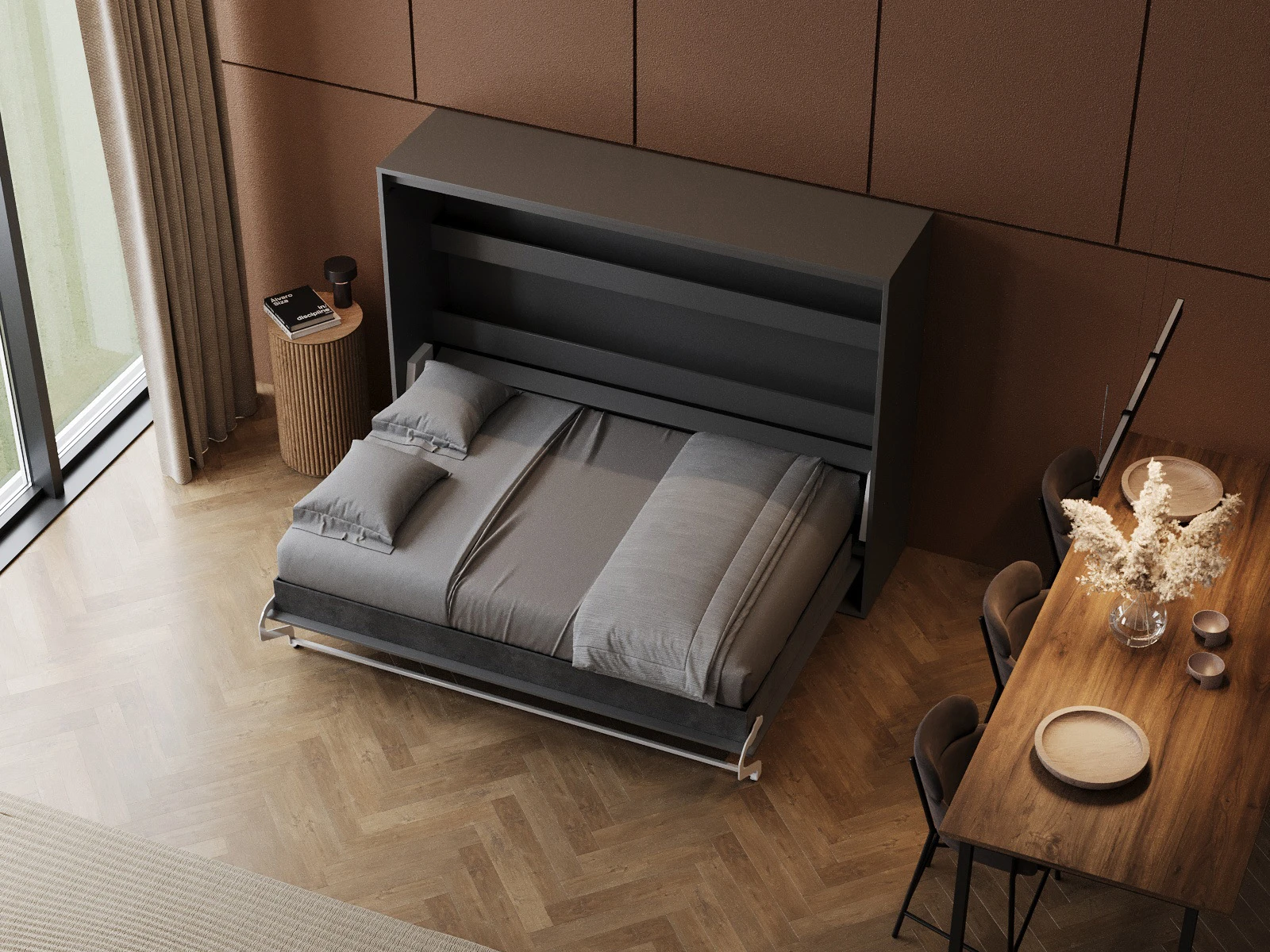 Murphy Bed 160x200 Horizontal (M2 55cm depth) Anthracite picture 7