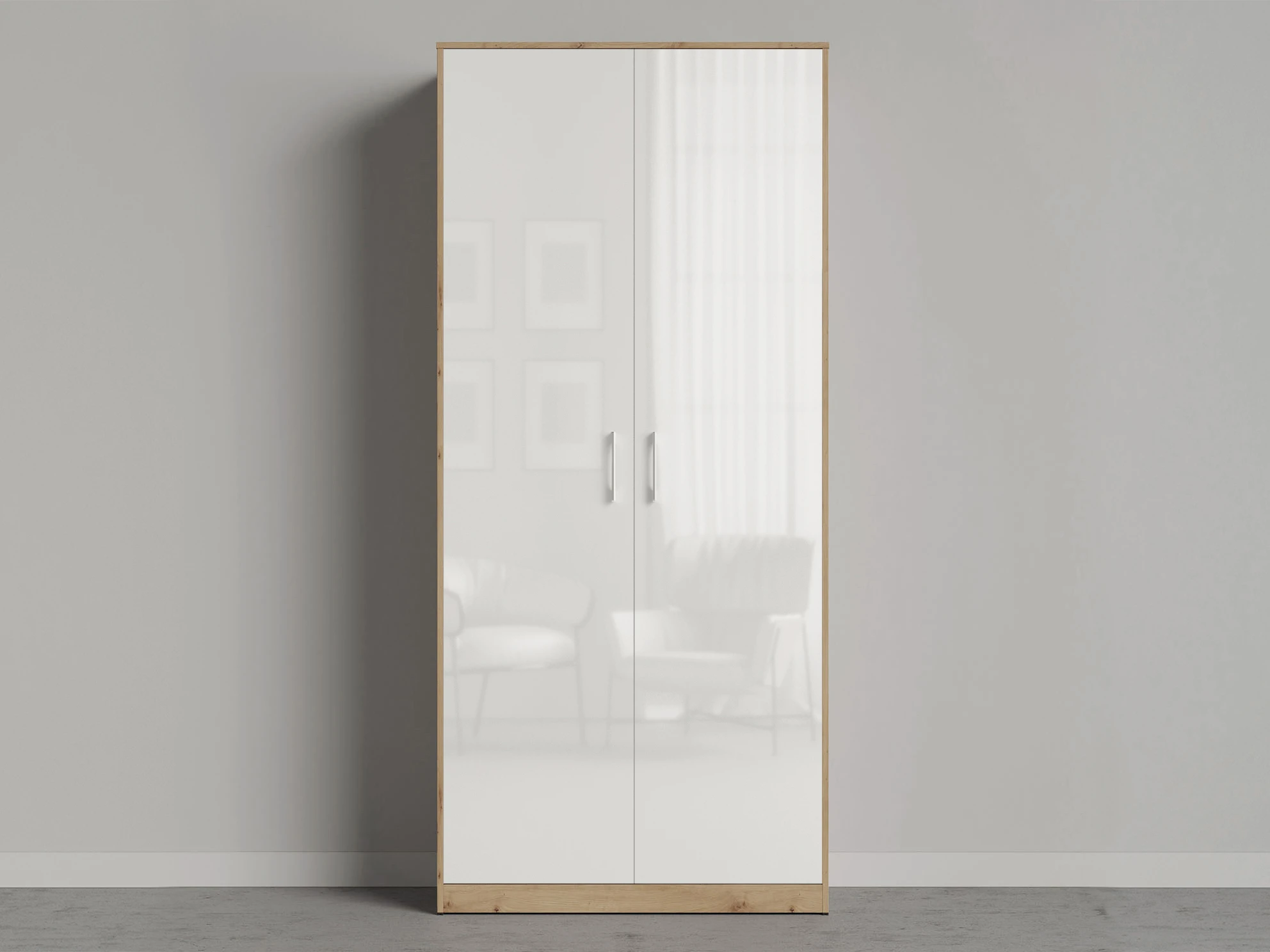 Cabinet 100 cm (Standard 45 cm depth) Wild Oak / White Gloss picture 1