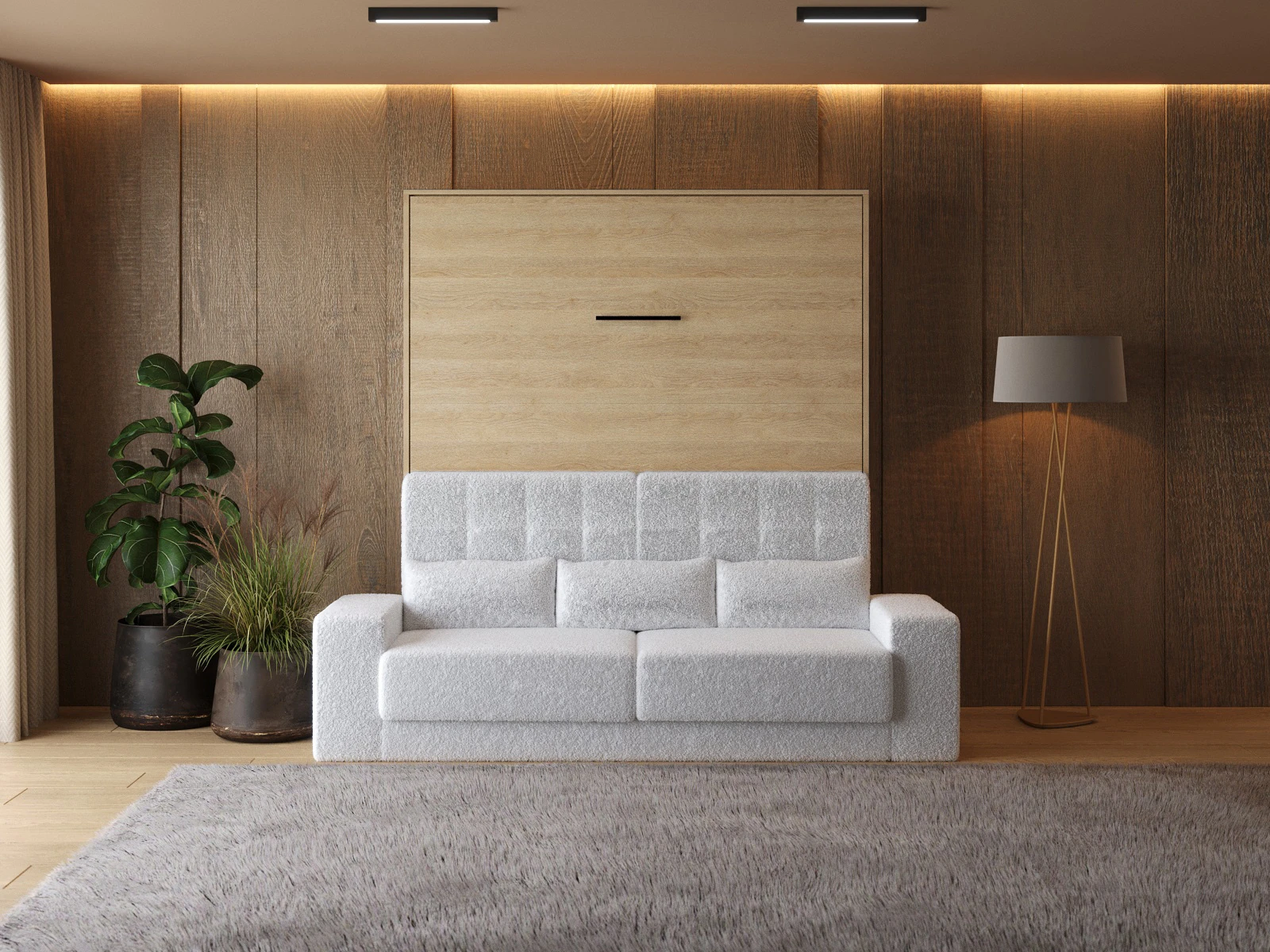 Murphy Bed with Sofa White (M1) 180x200 Vertical Kaiser Oak picture 3