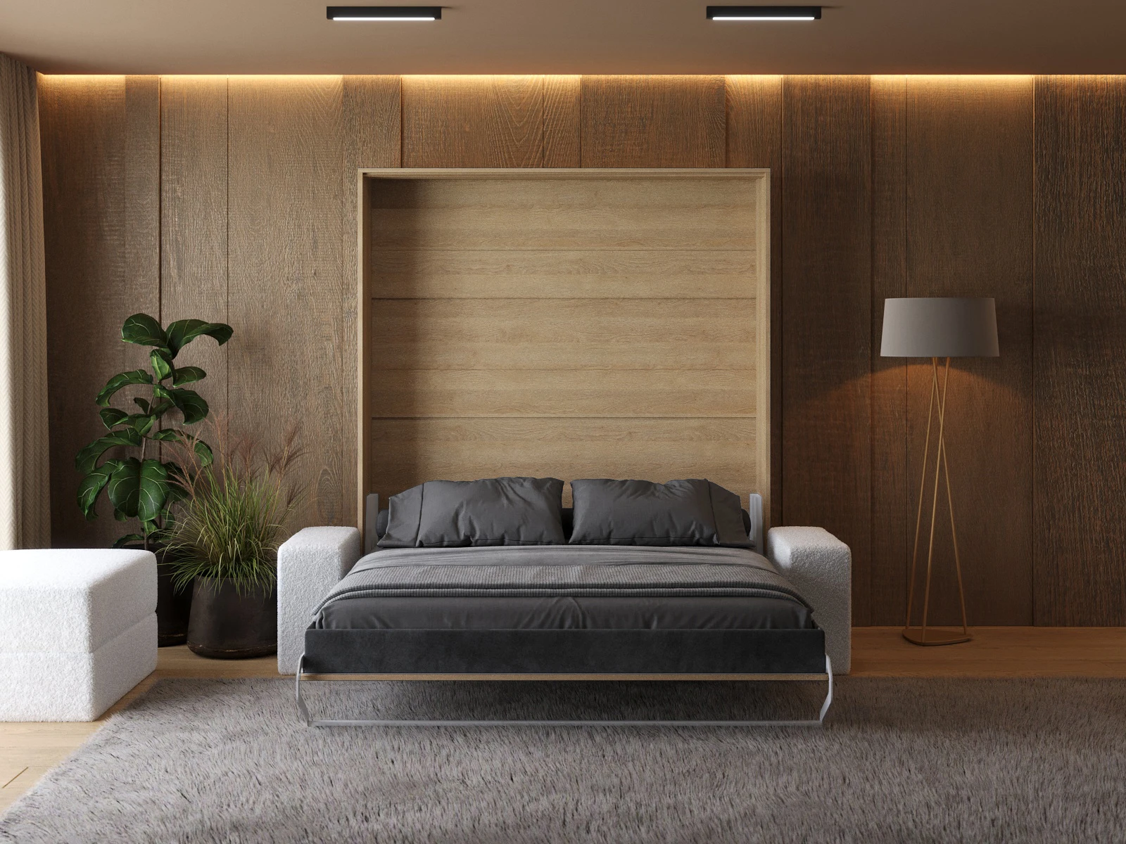 Murphy Bed with Sofa White (M1) 180x200 Vertical Kaiser Oak picture 5