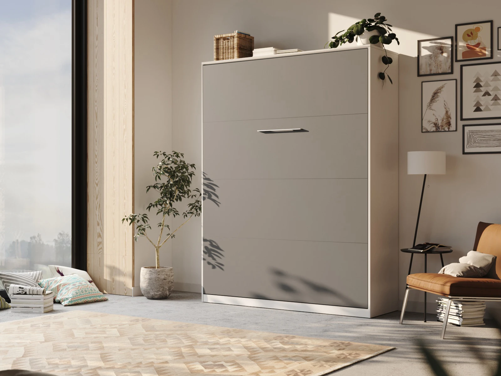 1 Murphy Bed 160x200 Vertical (Standard 55 cm depth) White / Anthracite