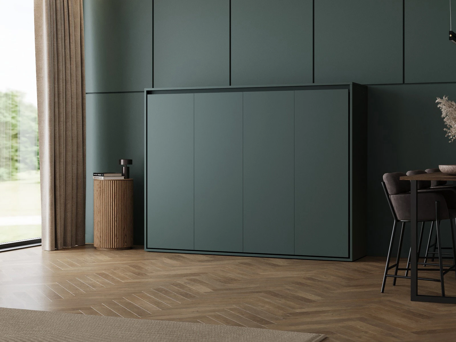 1 Murphy Bed 140x200 Horizontal (M2 55cm depth) Rock green