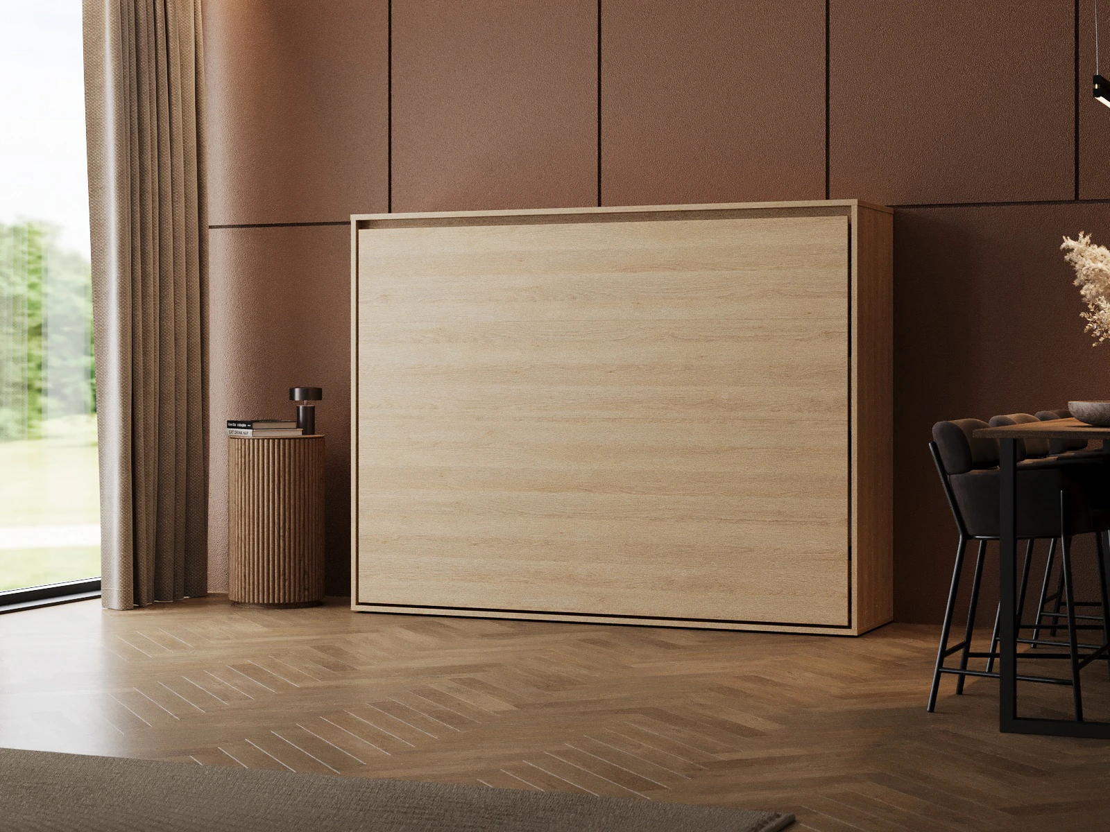 Murphy Bed 140x200 Horizontal (M2 55cm depth) Kaiserberg Oak picture 1