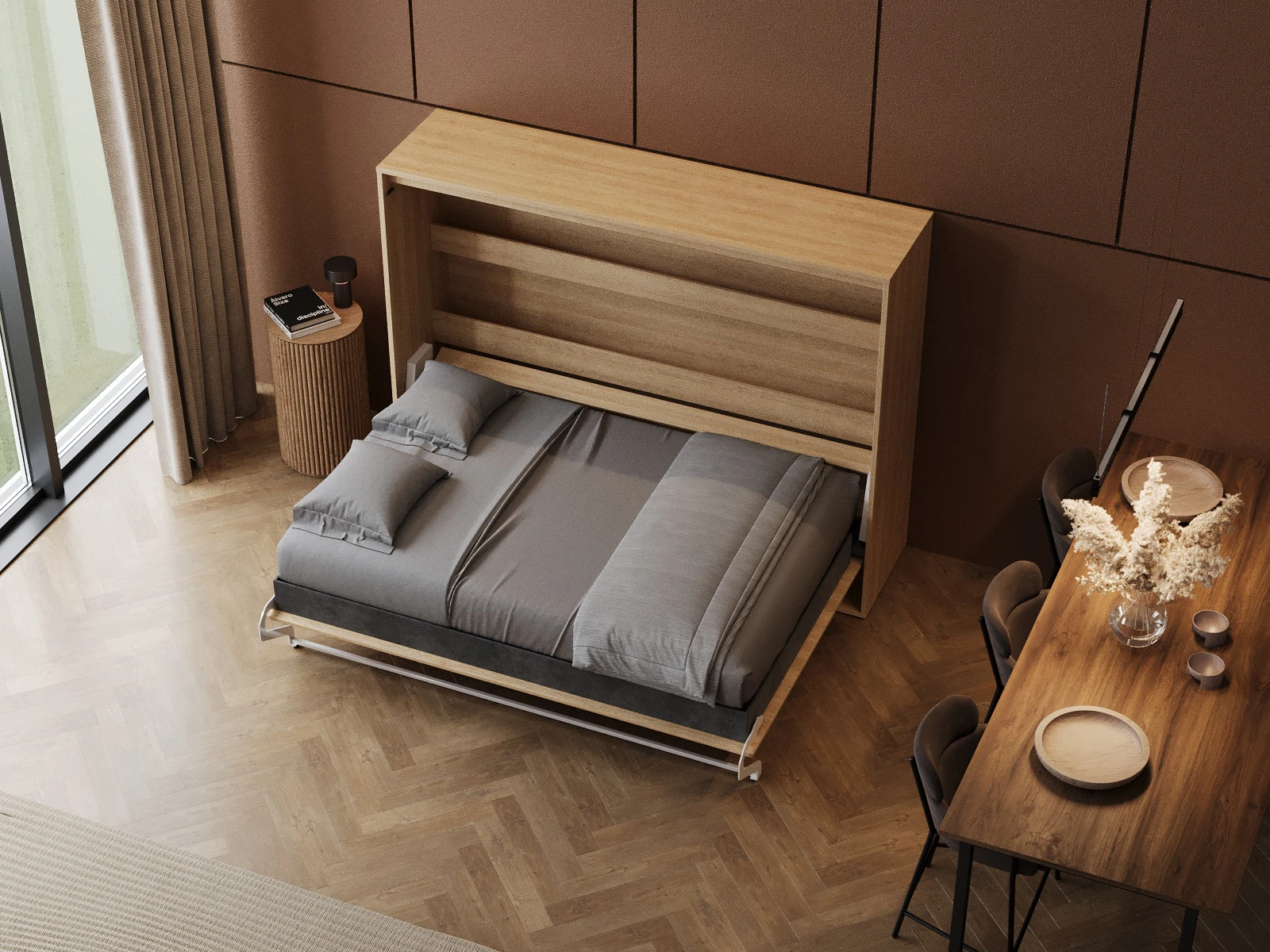 Murphy Bed 140x200 Horizontal (M2 55cm depth) Kaiserberg Oak picture 6