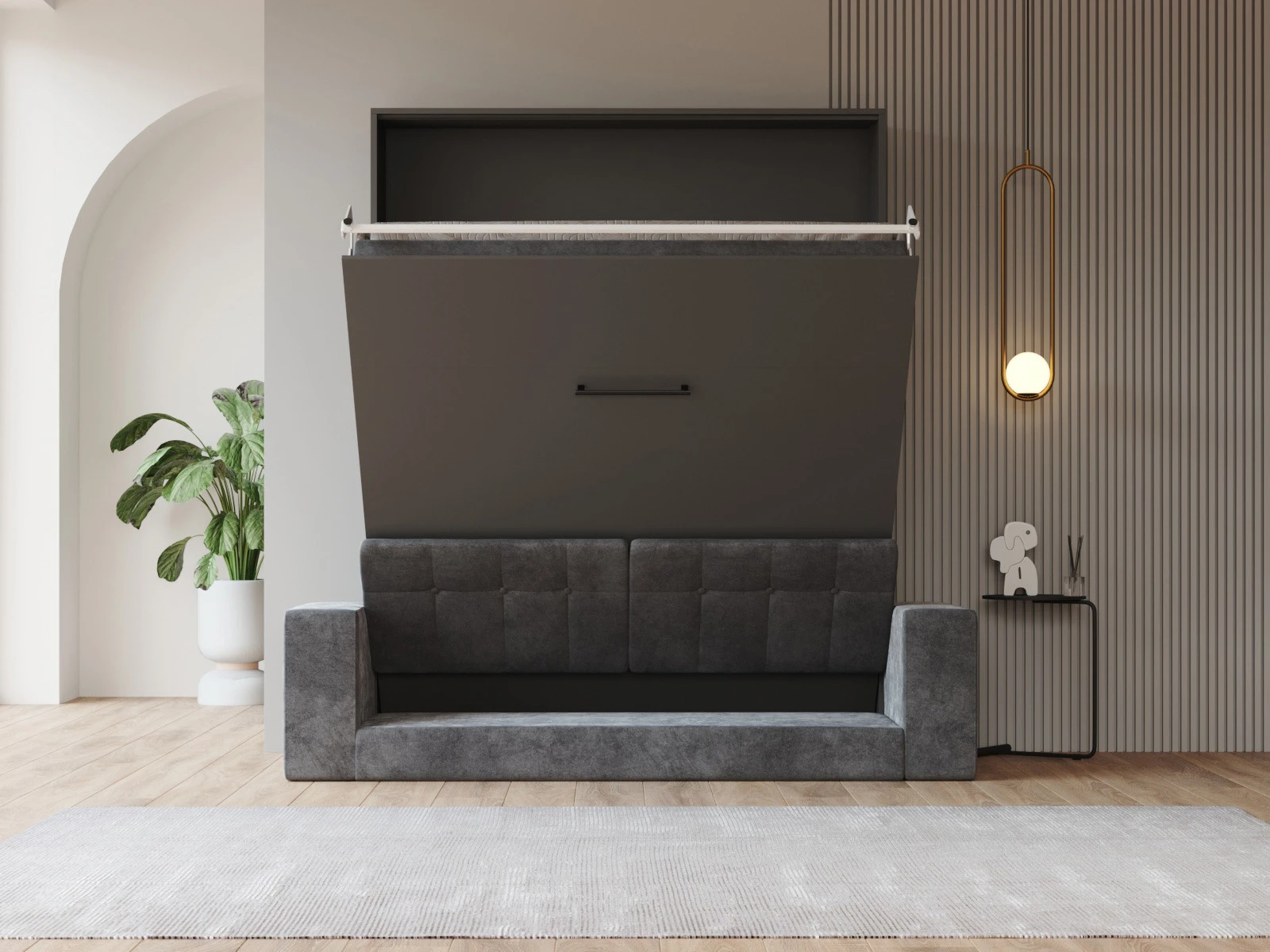 Murphy Bed with Sofa Anthracite (M1 40cm depth) 160x200 Vertical Anthracite  picture 4