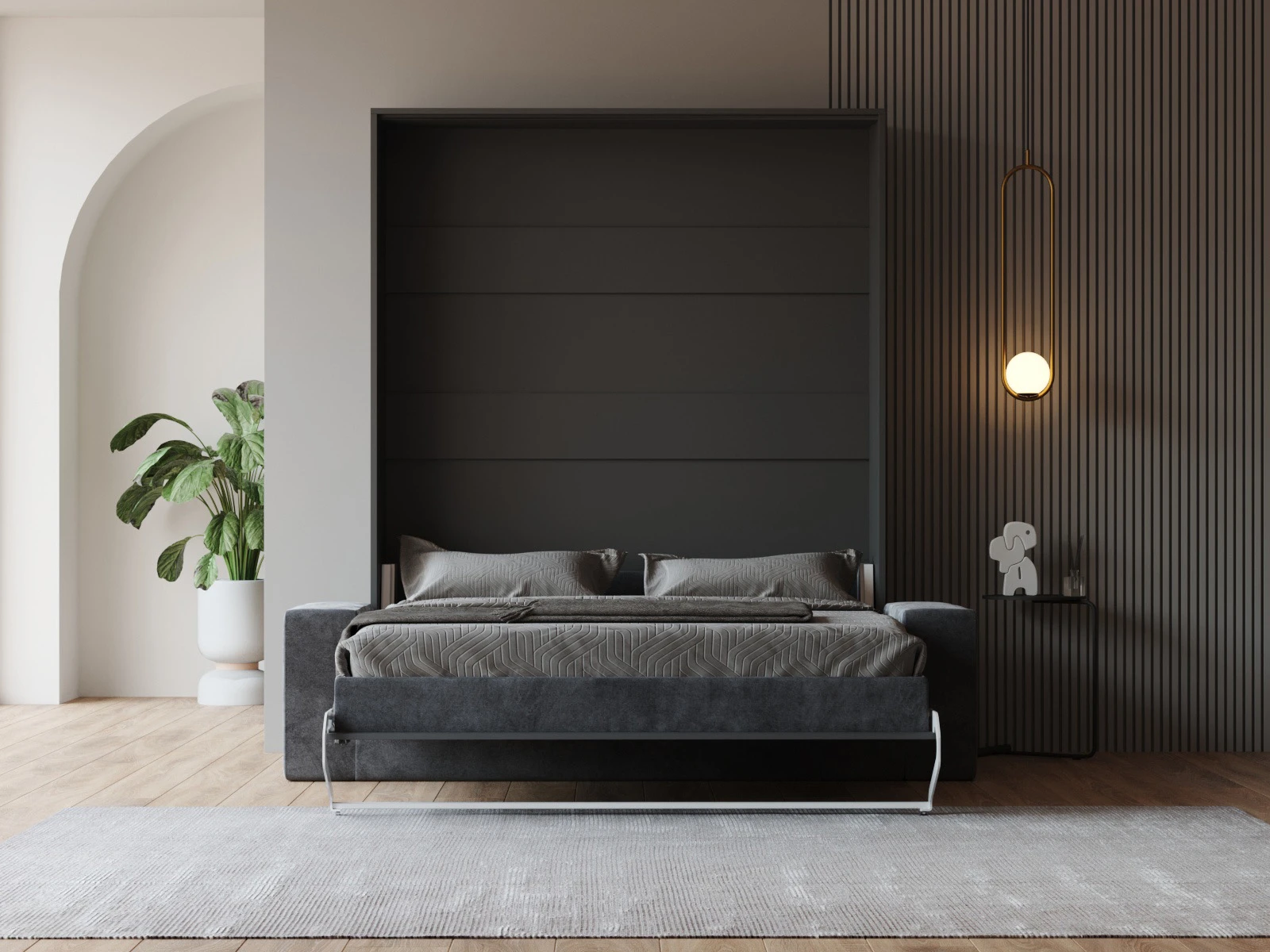 Murphy Bed with Sofa Anthracite (M1 40cm depth) 160x200 Vertical Anthracite  picture 5