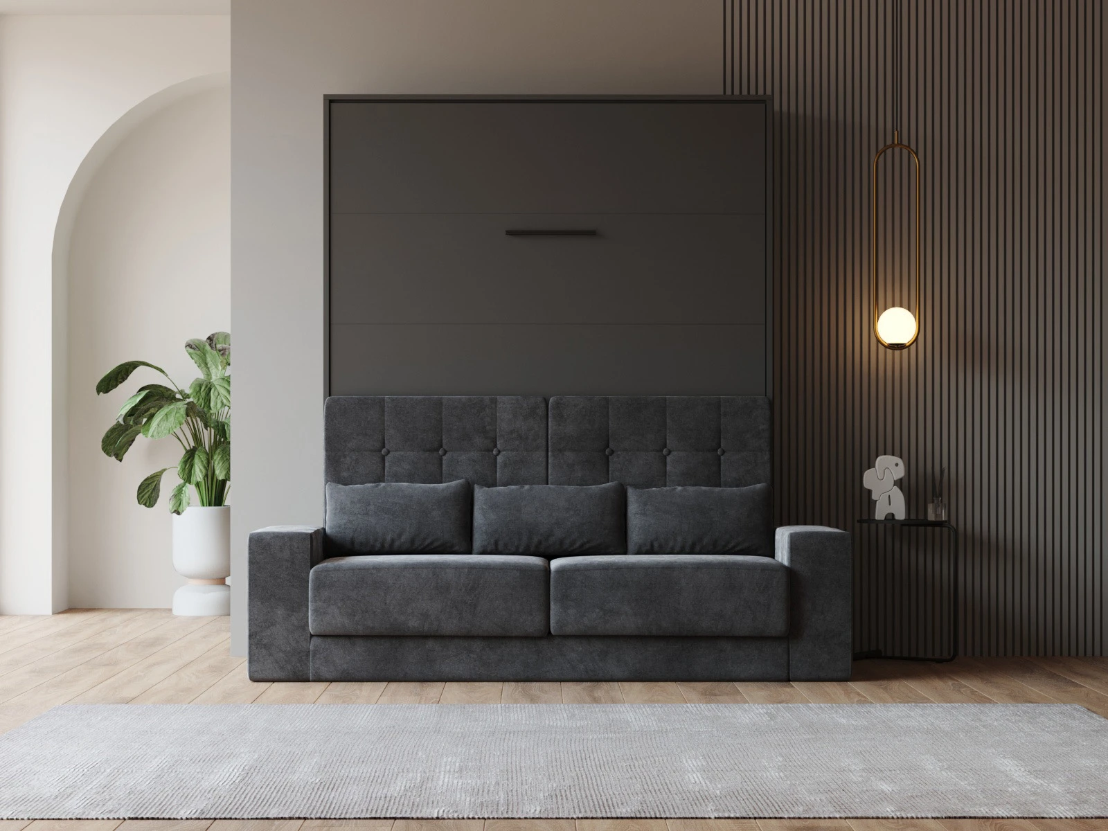 Murphy Bed with Sofa Anthracite (M1 40cm depth) 160x200 Vertical Anthracite  picture 3