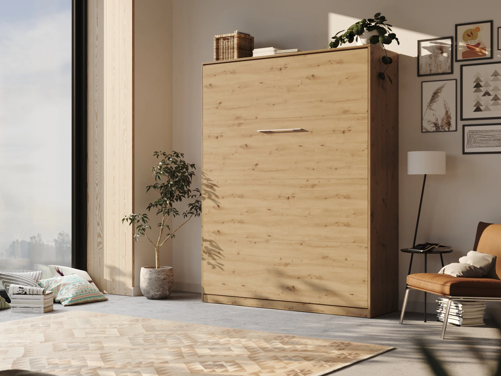 1 
Murphy Bed 160x200 Vertical (Standard 55 cm depth) Wild Oak