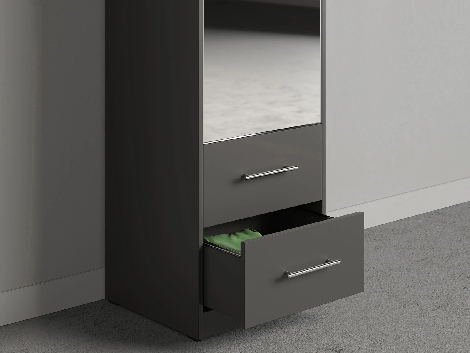 Murphy Bed SET 140x200cm Vertical + 2x Cabinets 50cm Anthracite/Anthracite with Mirror picture 6