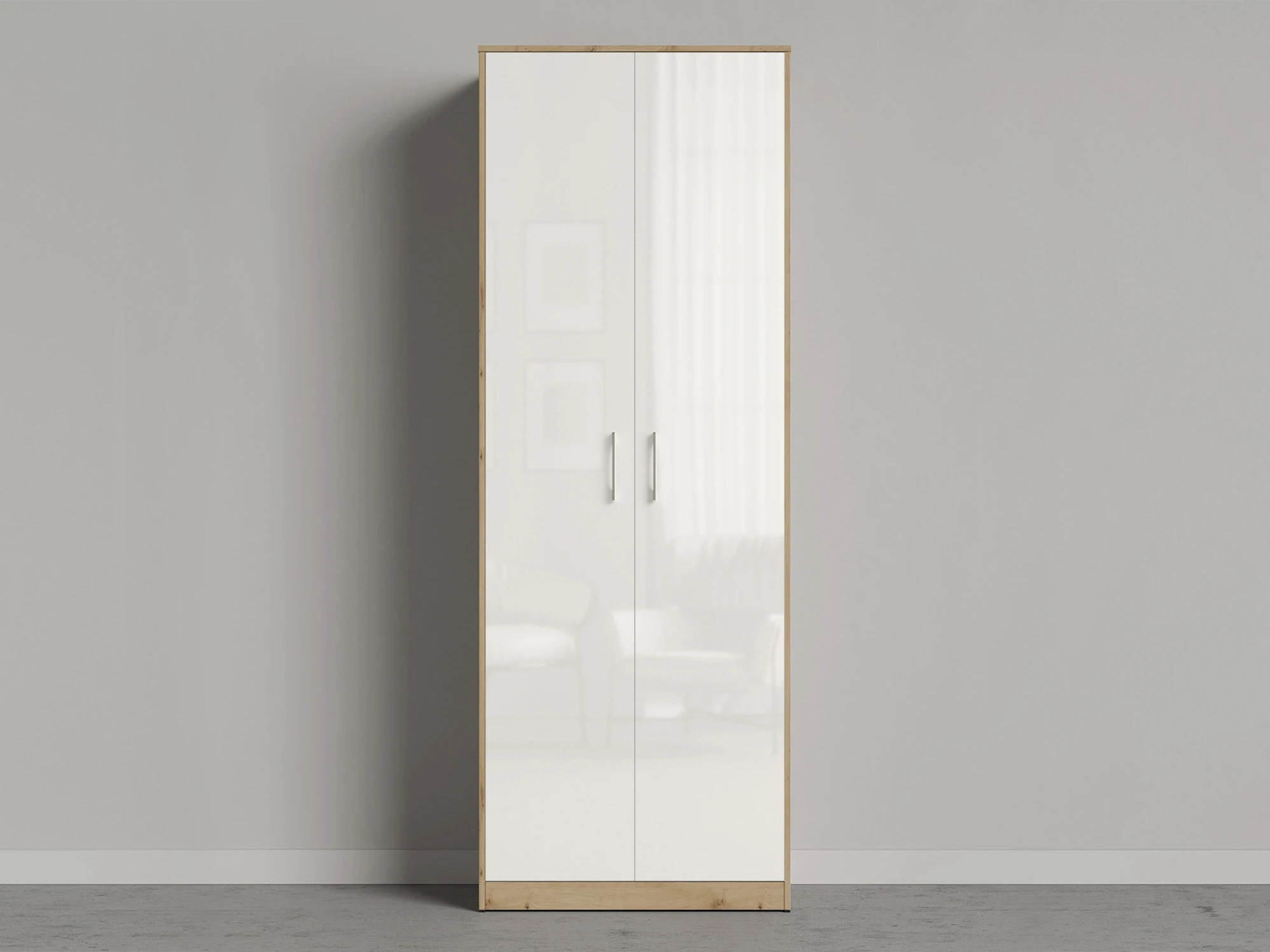 Cabinet 80 cm (Standard 45 cm depth) Wild Oak / White Gloss picture 1
