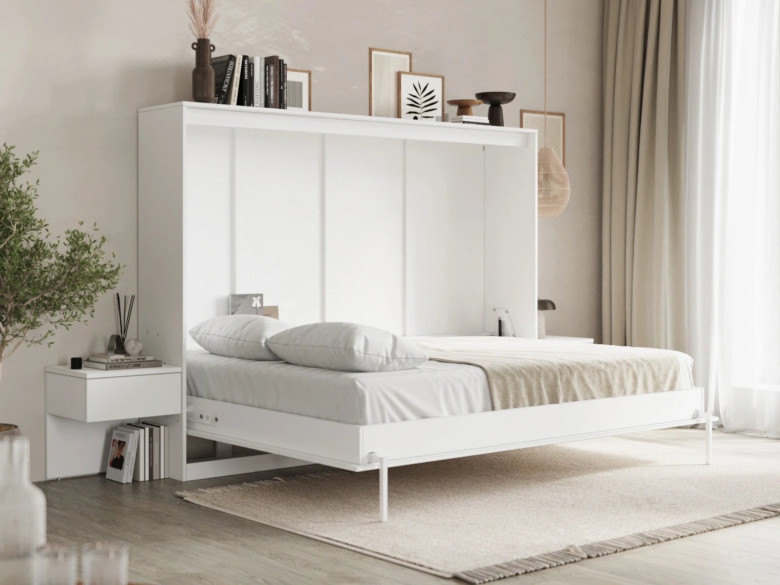Murphy Bed Classic 140x200H with 2 Bedside tables White picture 4