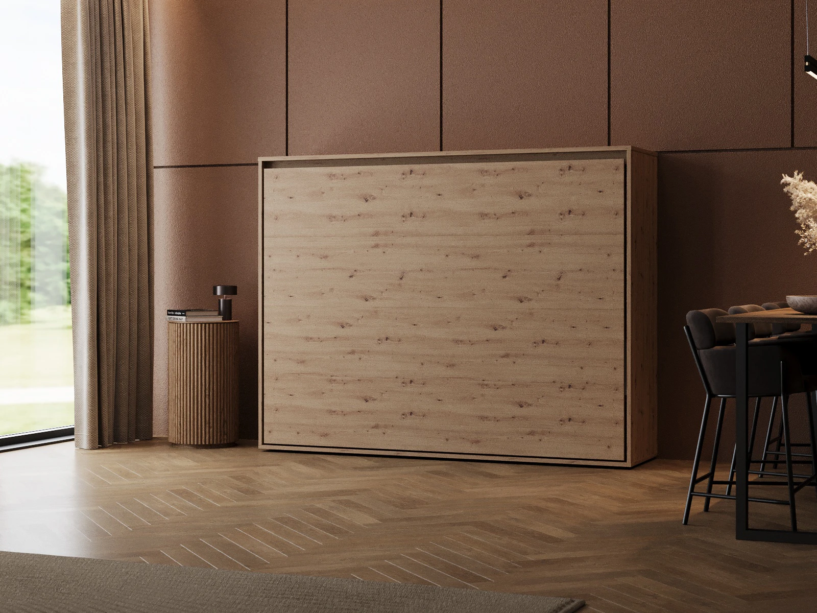 Murphy Bed 140x200 Horizontal (M2 55cm depth) Wild Oak picture 1