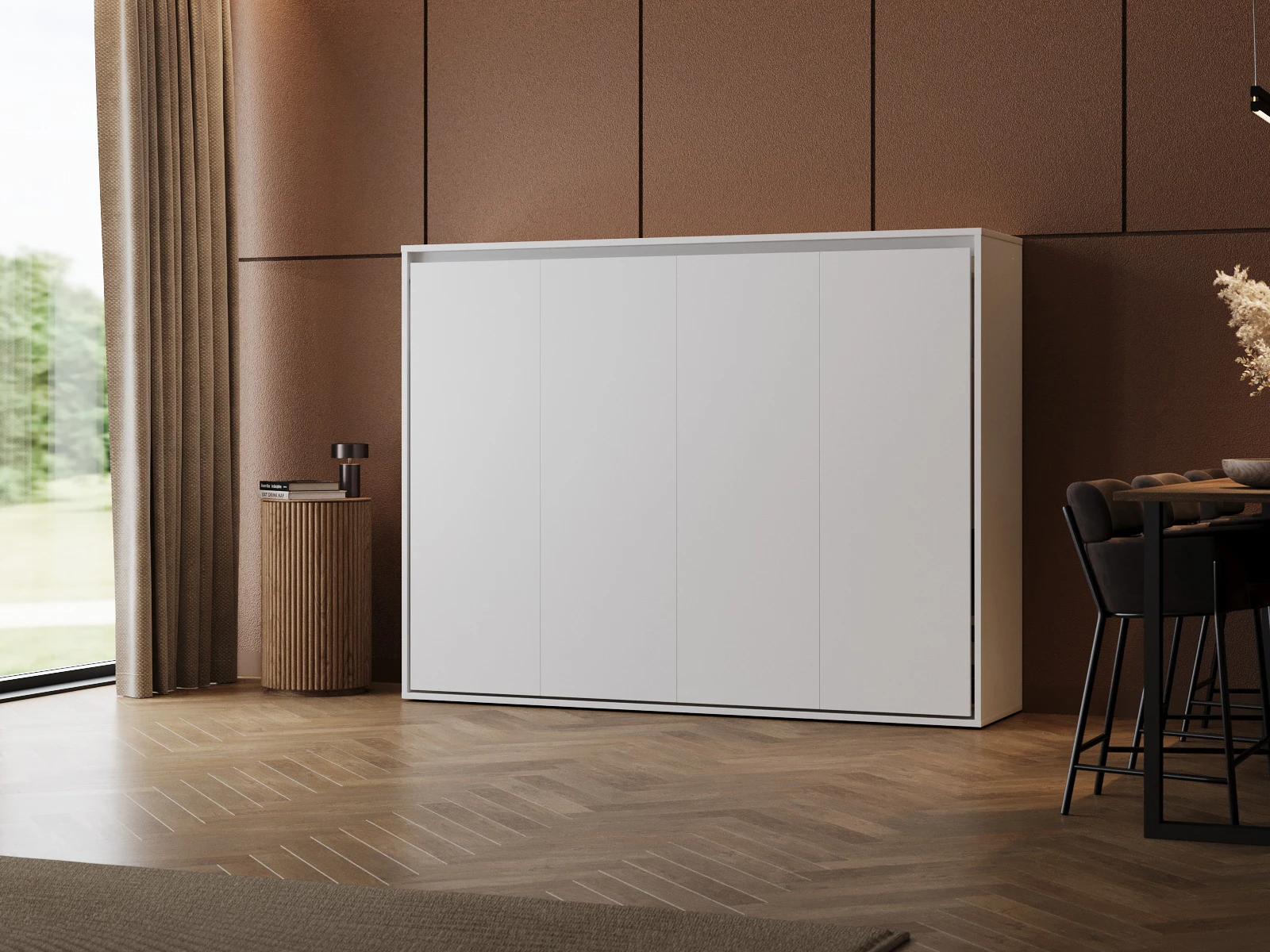 1 Murphy Bed 140x200 Horizontal (M2 55cm depth) White