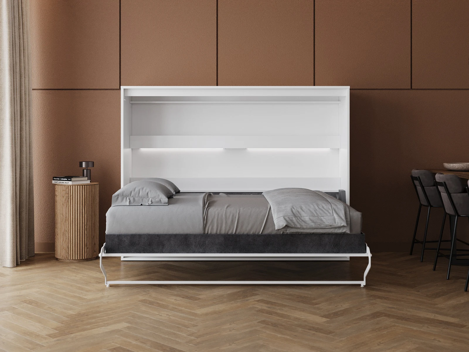 Murphy Bed 140x200 Horizontal (M2 55cm depth) White picture 4