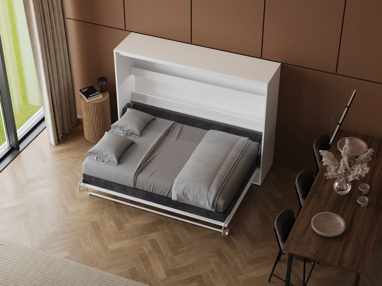 Murphy Bed 140x200 Horizontal (M2 55cm depth) White picture 6