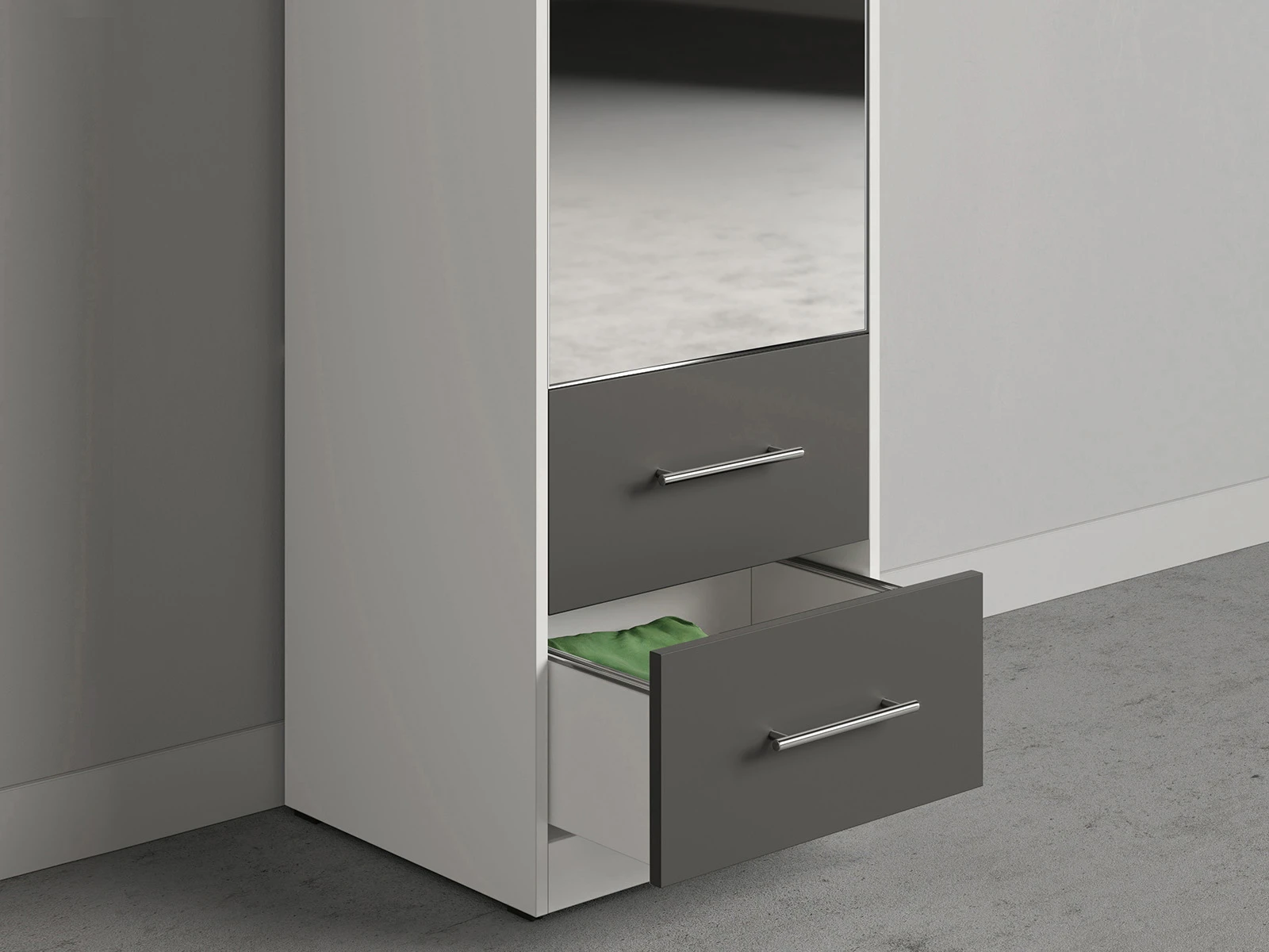 Murphy Bed SET 140x200cm Vertical + 2x Cabinets 50cm White/Anthracite with Mirror picture 6