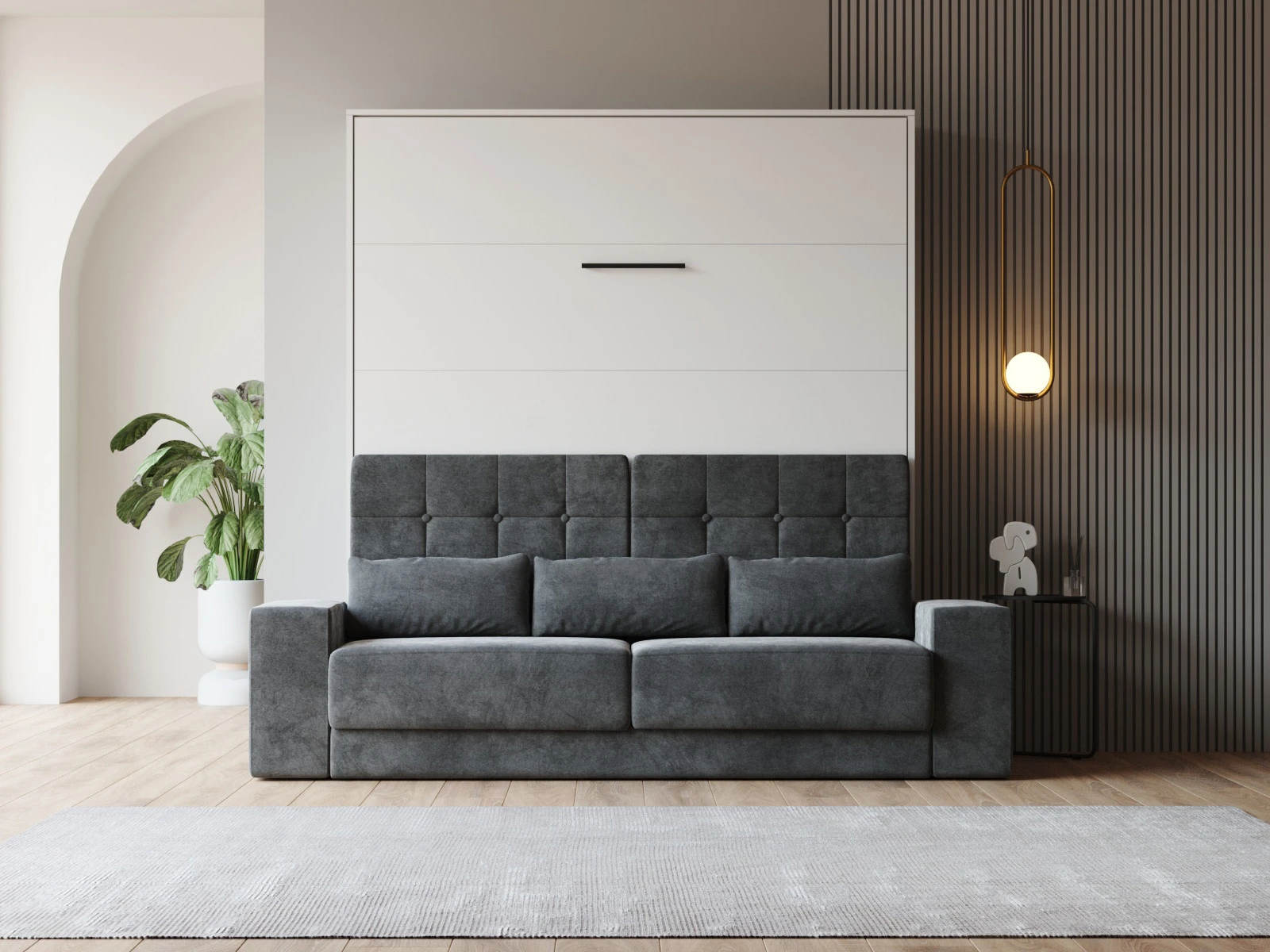 Murphy Bed with Sofa Anthracite (M1) 180x200 Vertical White picture 3