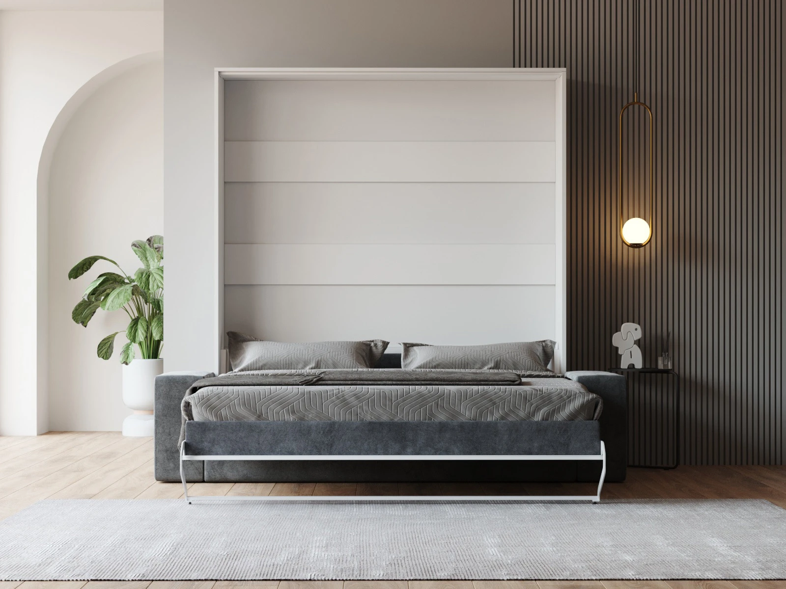 Murphy Bed with Sofa Anthracite (M1) 180x200 Vertical White picture 5