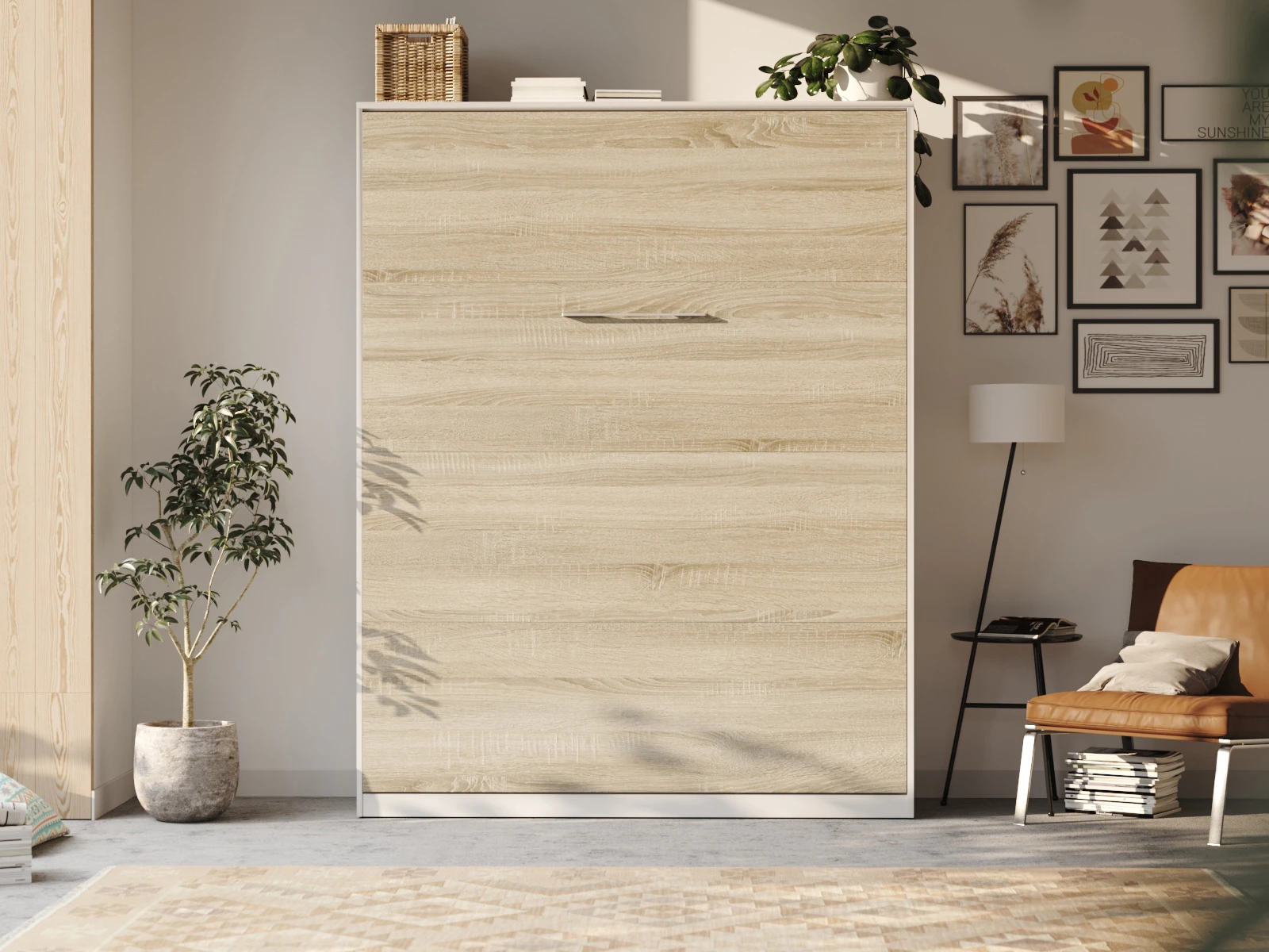 Murphy Bed 160x200 Vertical (Standard 55 cm depth) White / Oak Sonoma picture 3