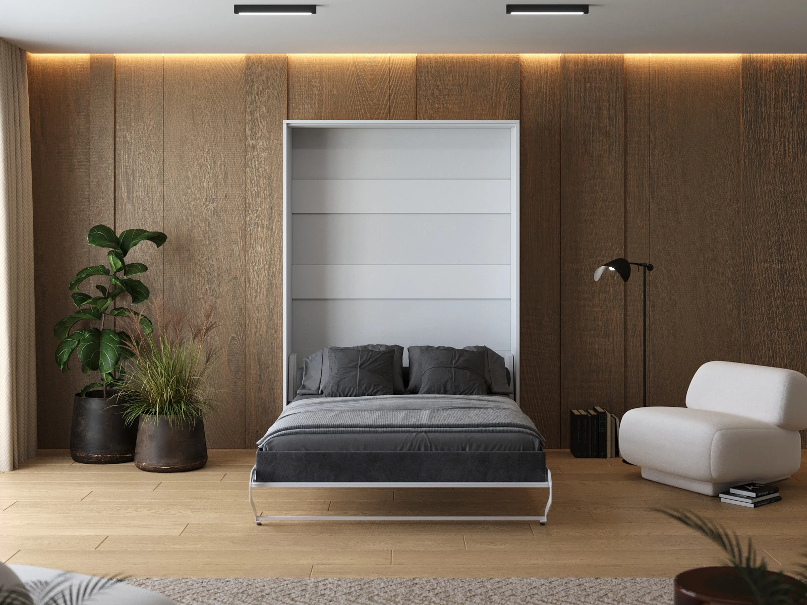 Murphy Bed 140x200 Vertical (M1 40cm depth) White  picture 5