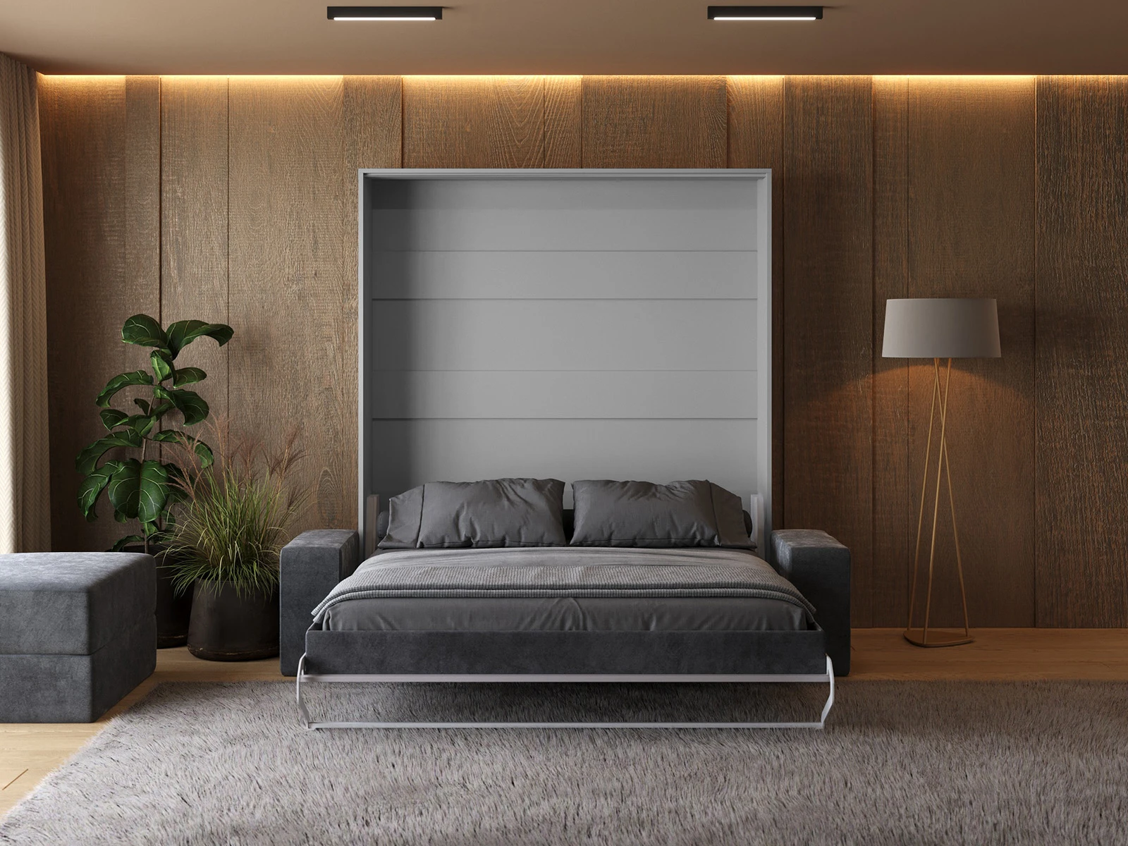 Murphy Bed with Sofa Anthracite (M1) 160x200 Vertical Pearl Grey picture 5