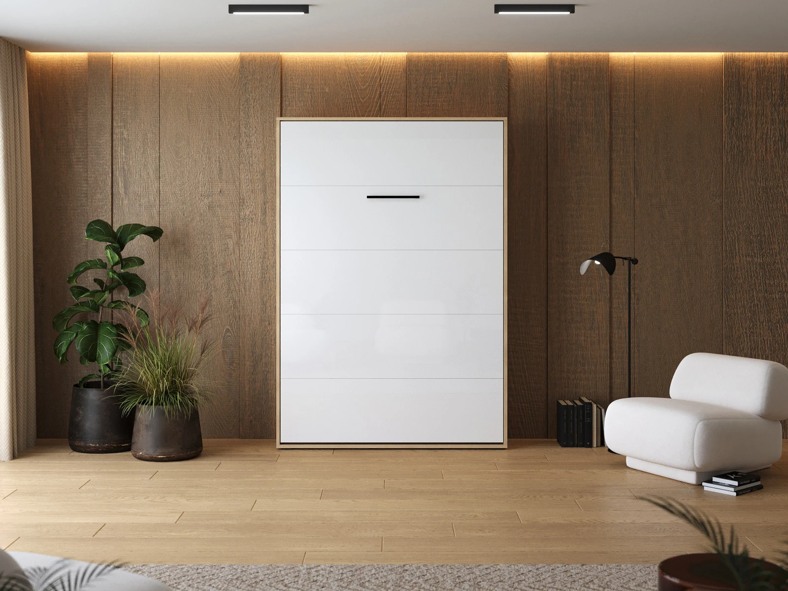 Murphy Bed 140x200 Vertical (M1 40cm depth) Kaiserberg Oak /White Gloss picture 3