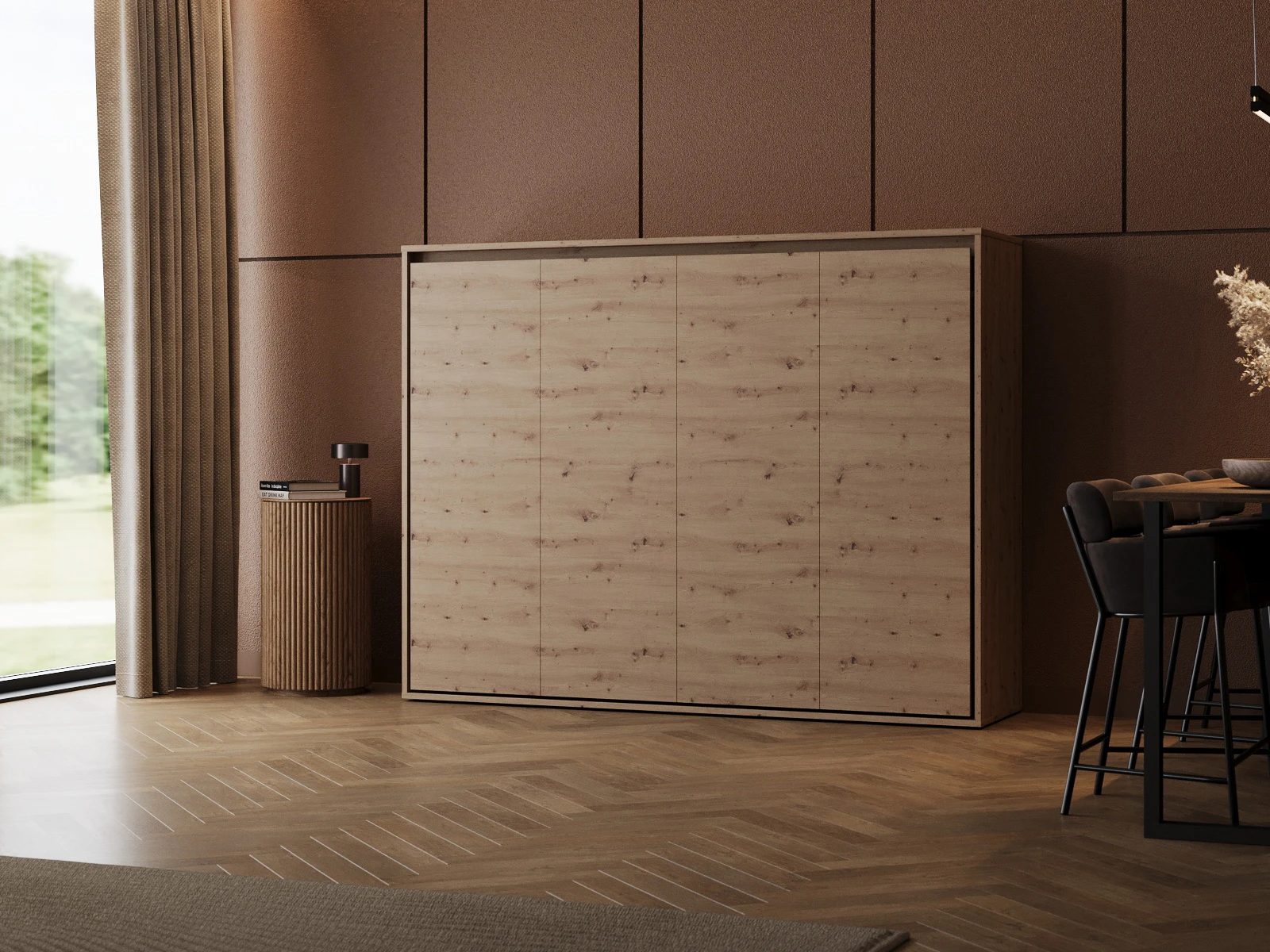 Murphy Bed 160x200 Horizontal (M2 55cm depth) Wild Oak picture 1